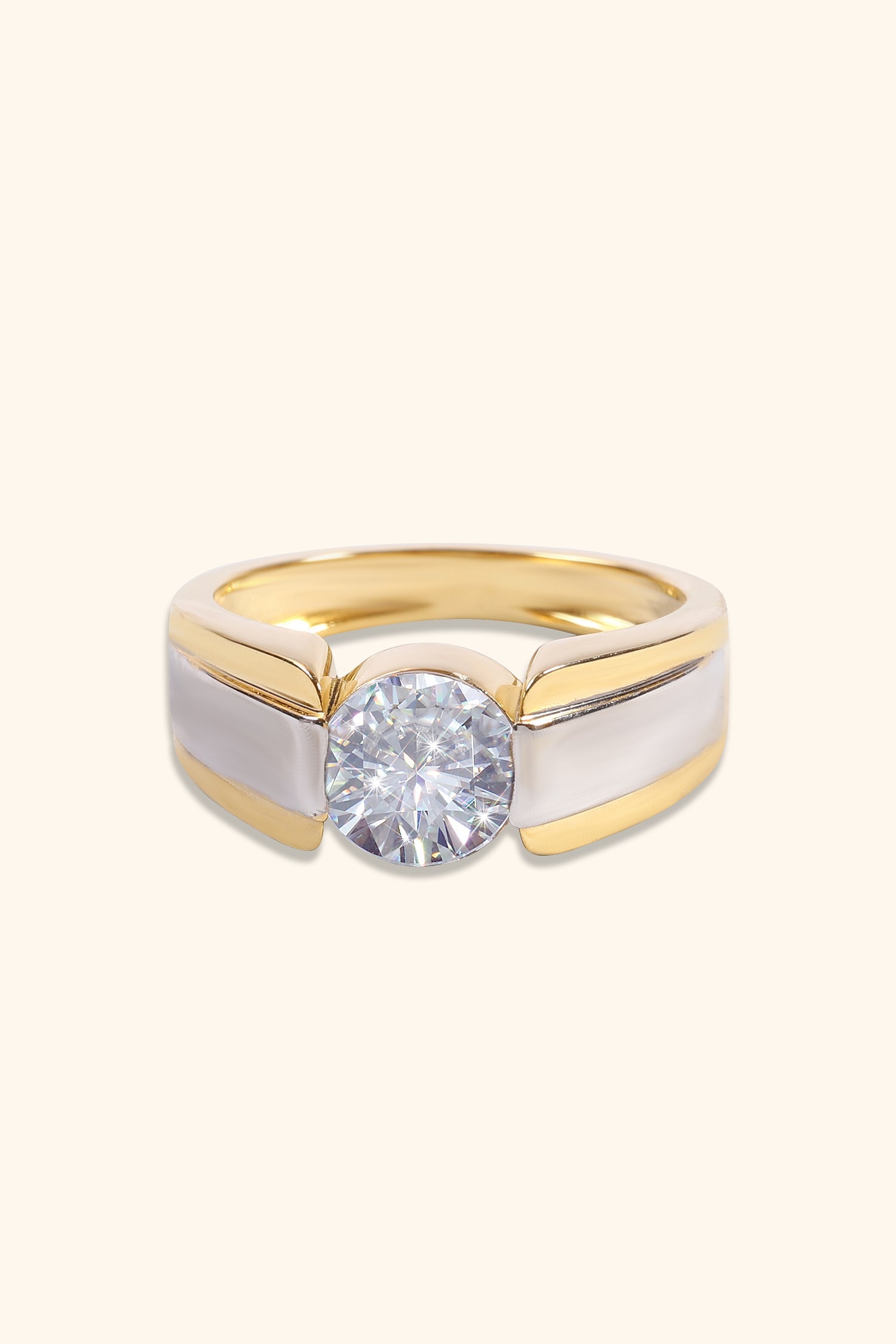 Echelon Men's Dual-tone Band with a Round Solitaire