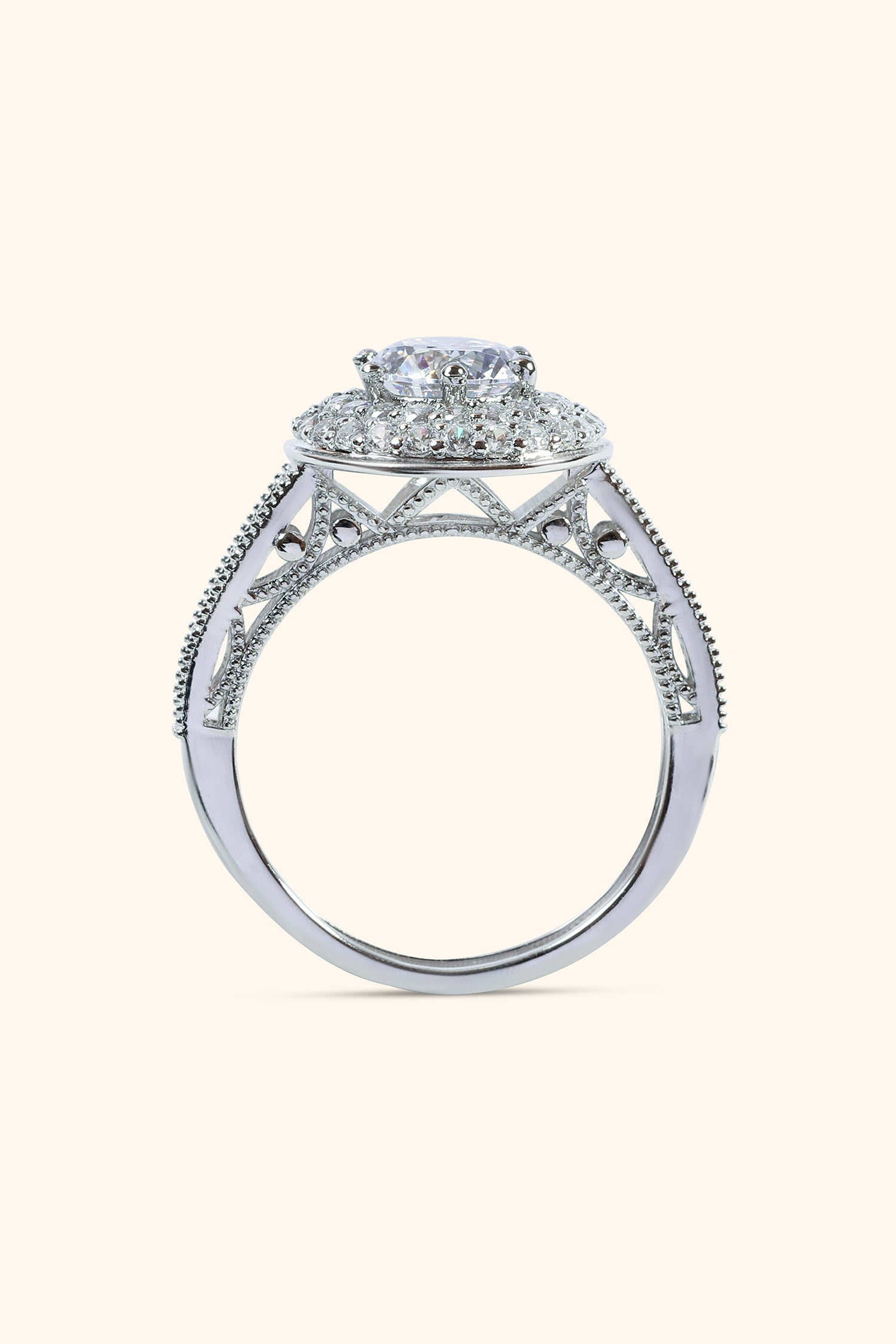Celestina Double Studded Halo and Pave Ring