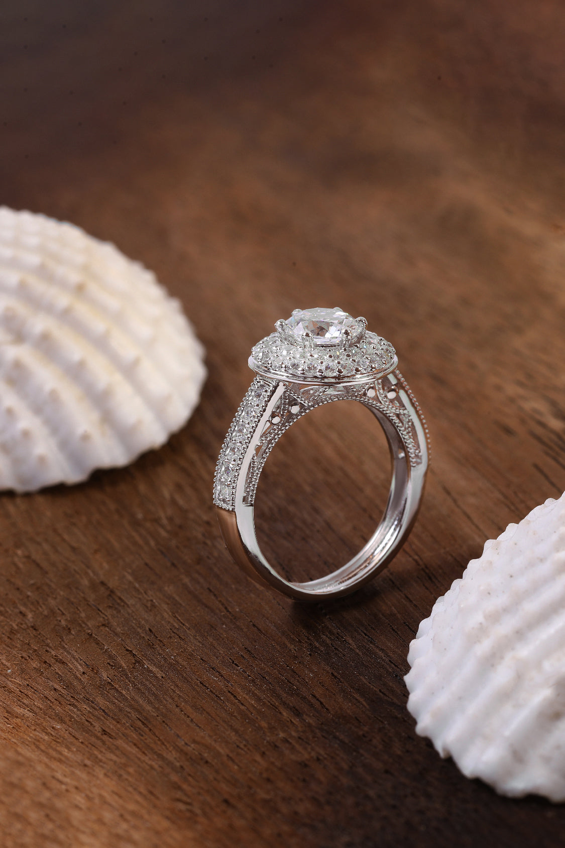 Celestina Double Studded Halo and Pave Ring