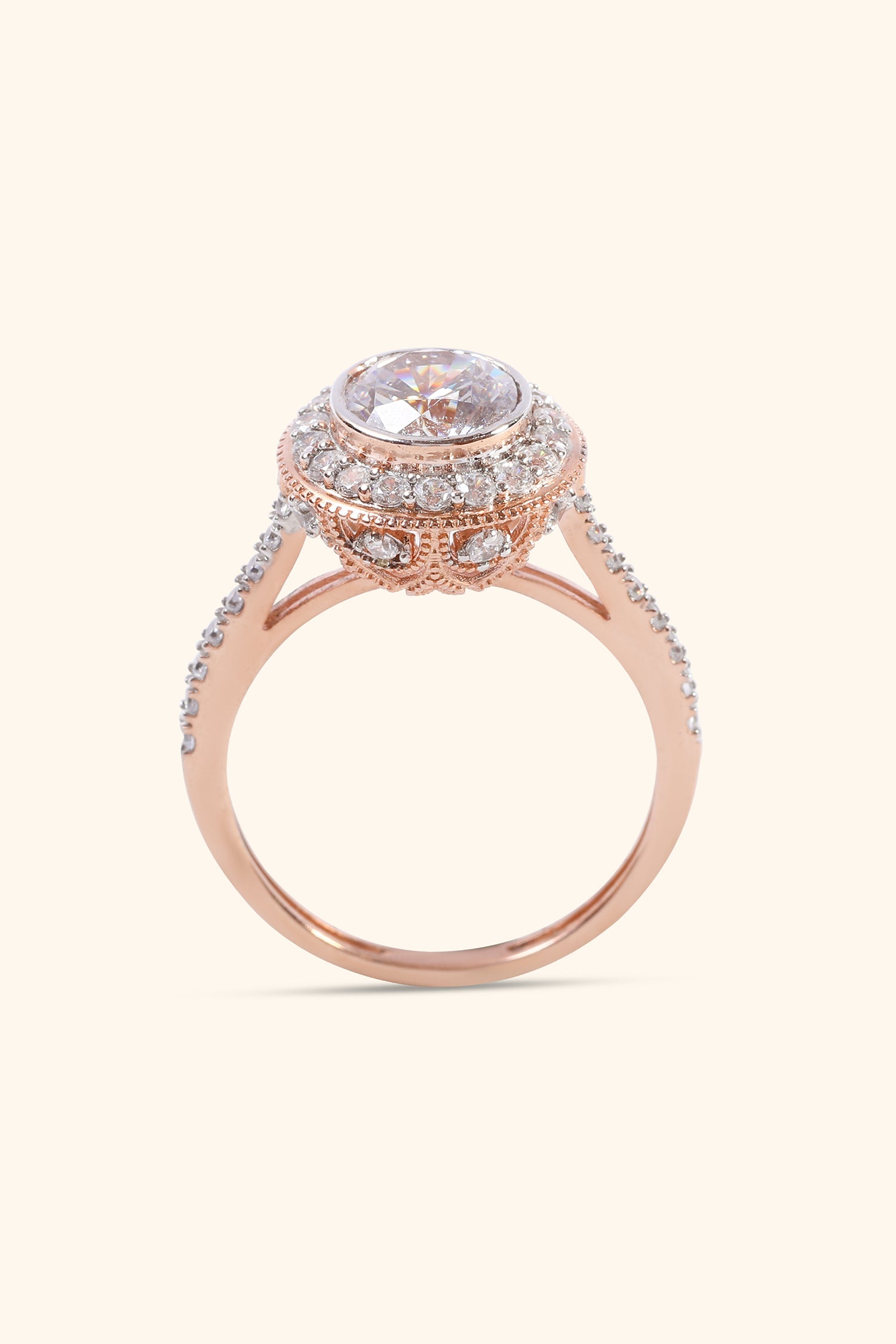 Mumtaz Studded Halo and Pave Ring