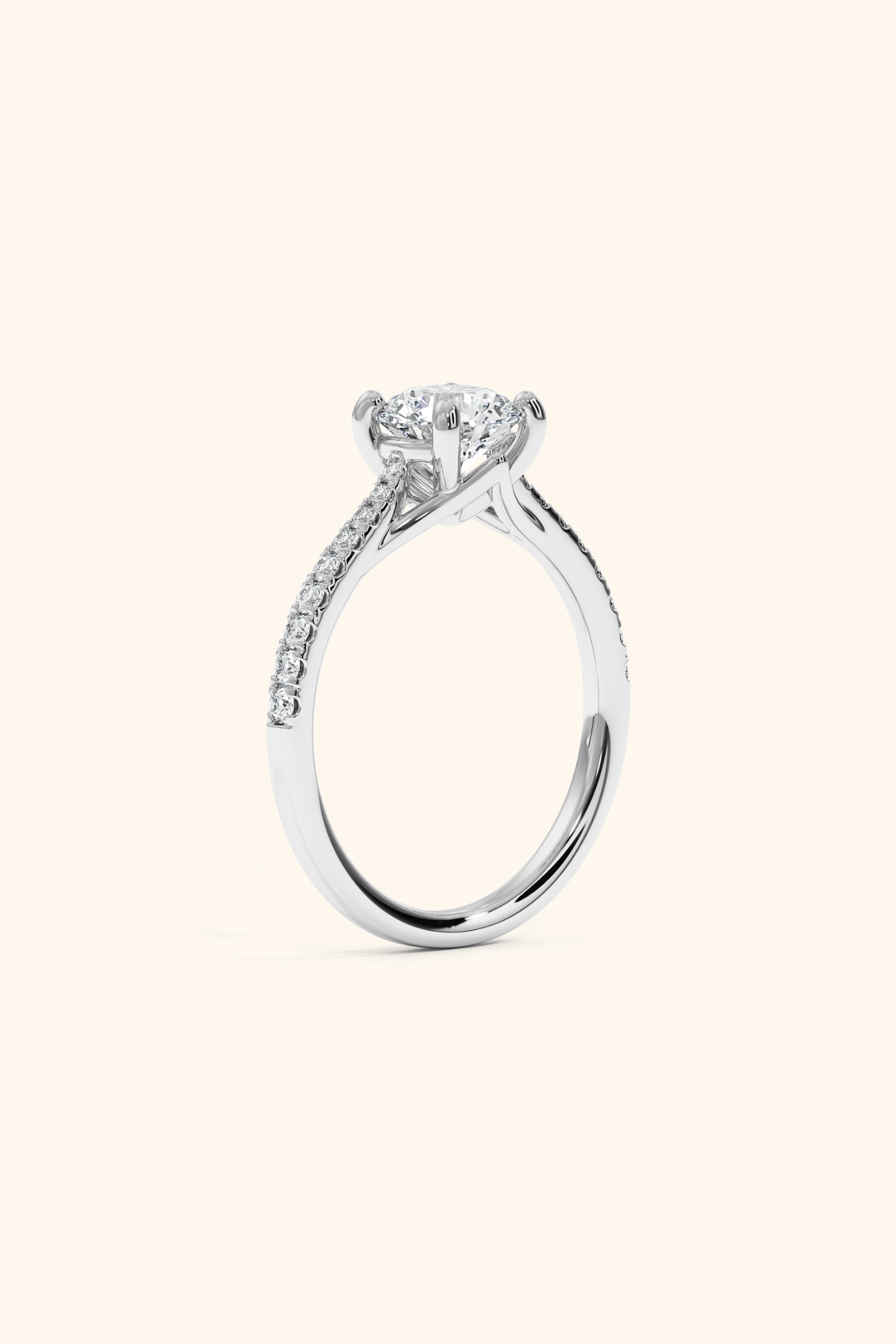 Valentina Pavé Ring with a Round Solitaire