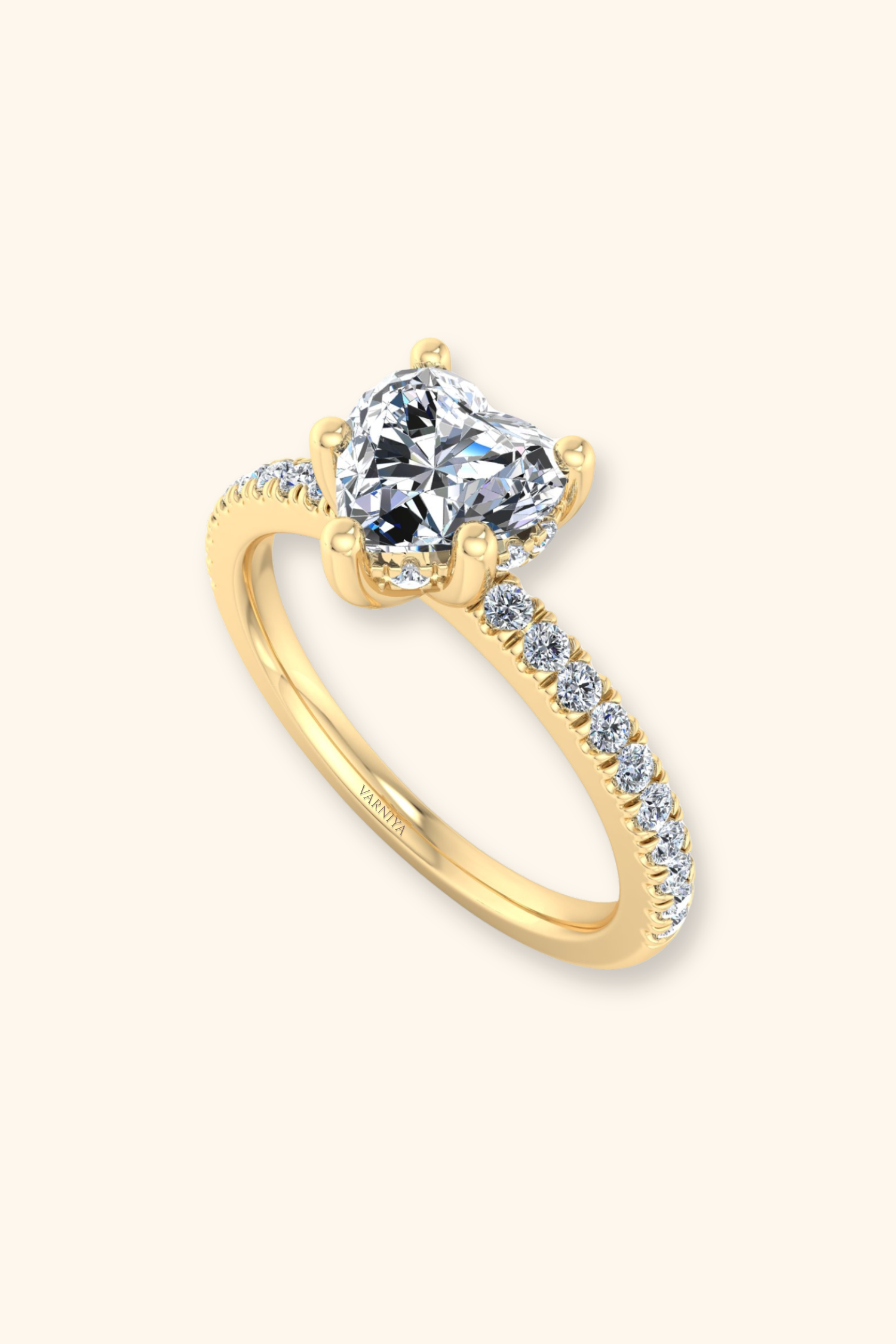 Corazón Heart Solitaire Pavé Ring
