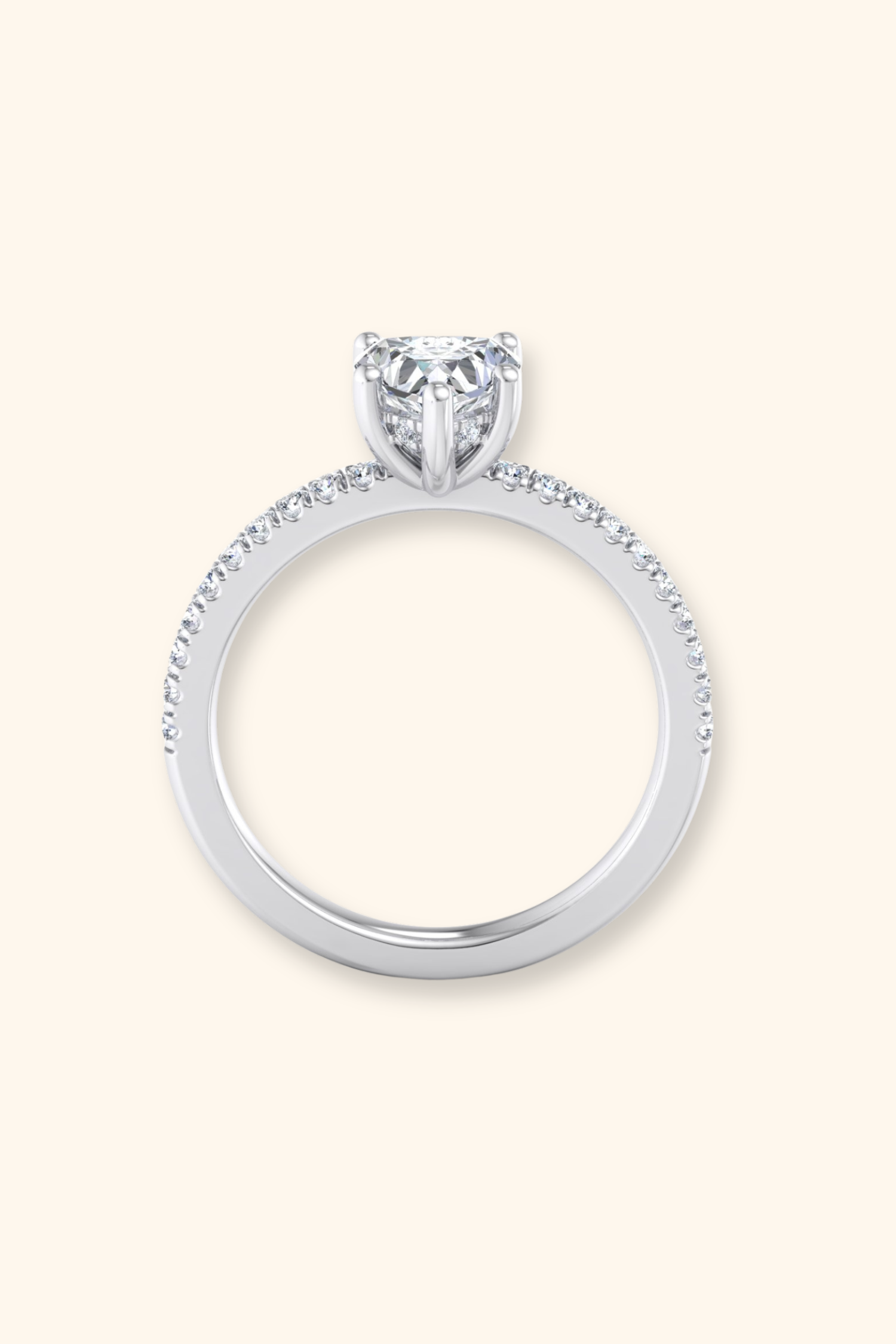 Corazón Heart Solitaire Pavé Ring