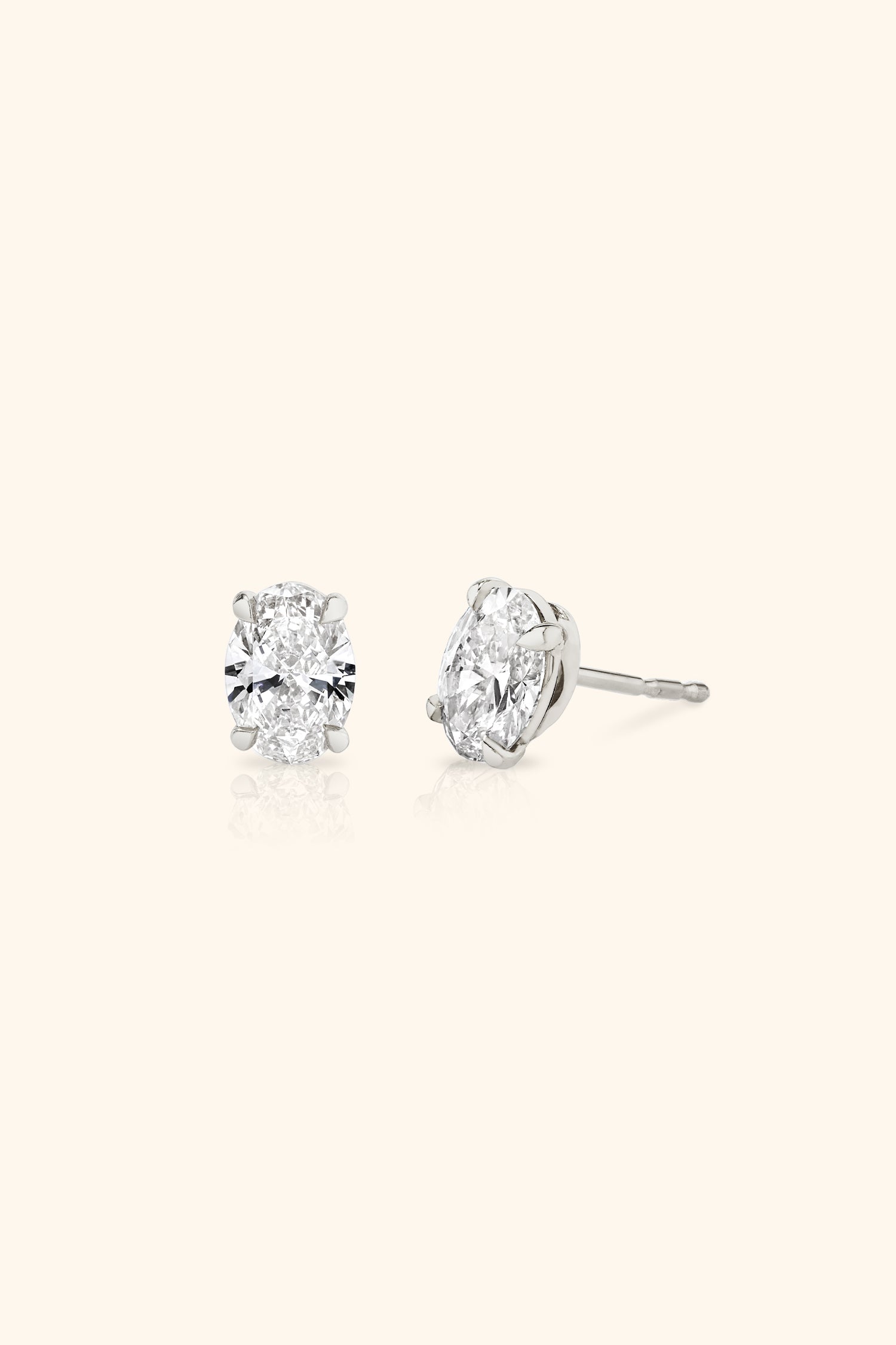 Classic Diamond Studs set with an Oval Solitaire