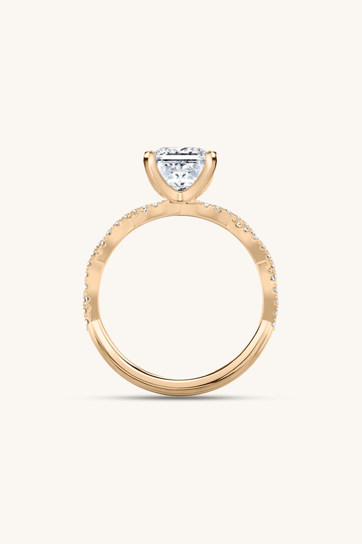 Helena Princess Solitaire Double Pavé Ring