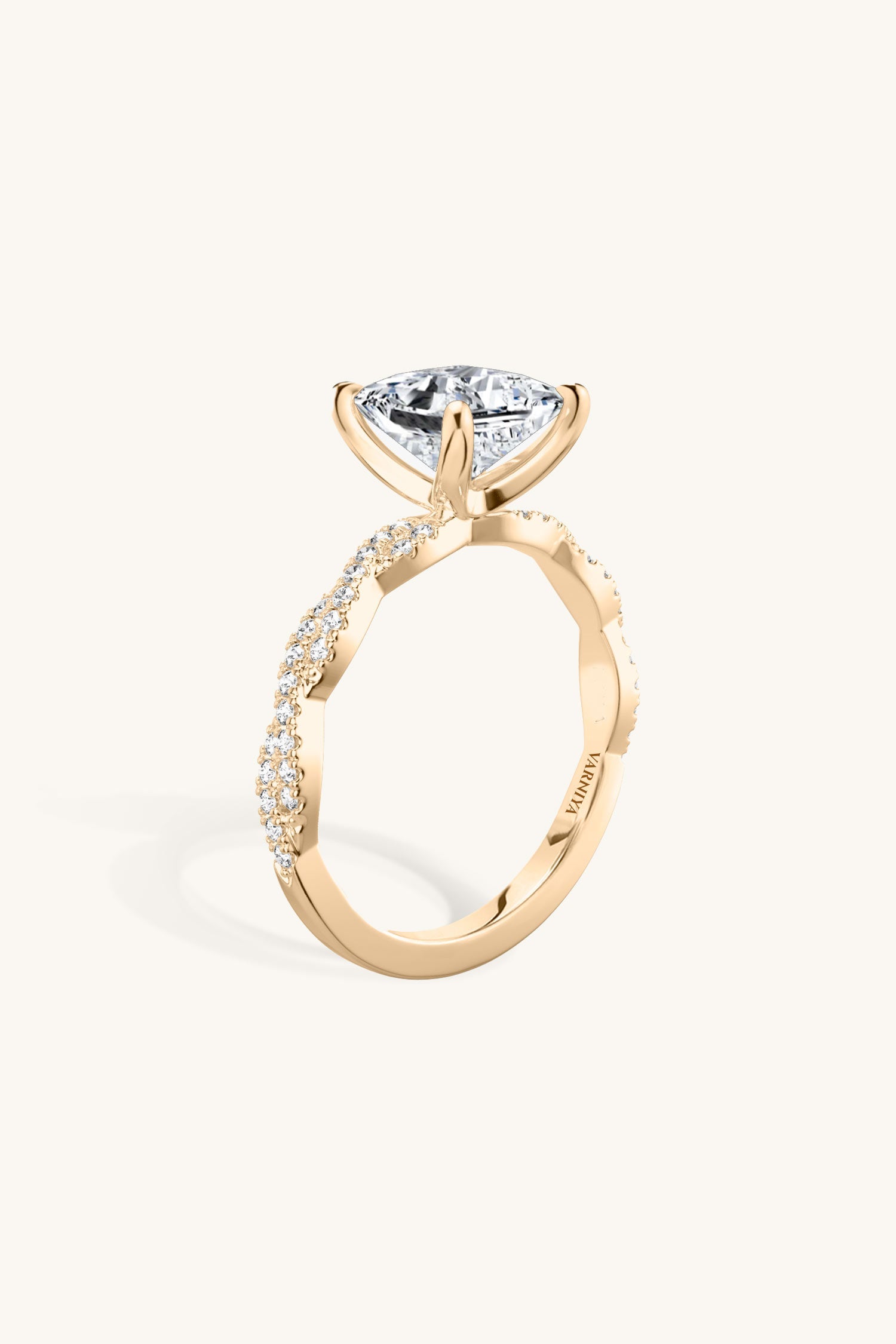 Helena Princess Solitaire Double Pavé Ring