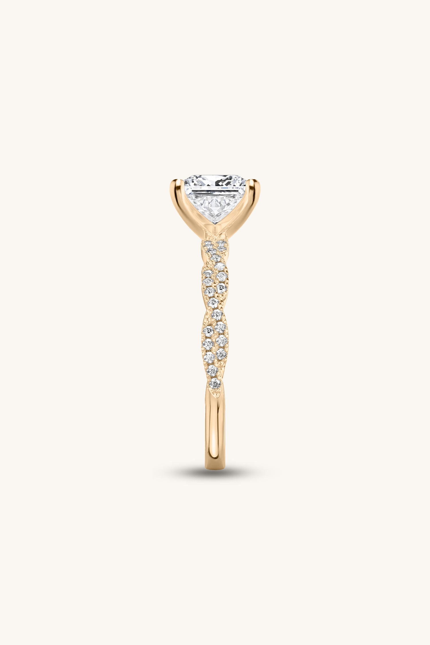 Helena Princess Solitaire Double Pavé Ring