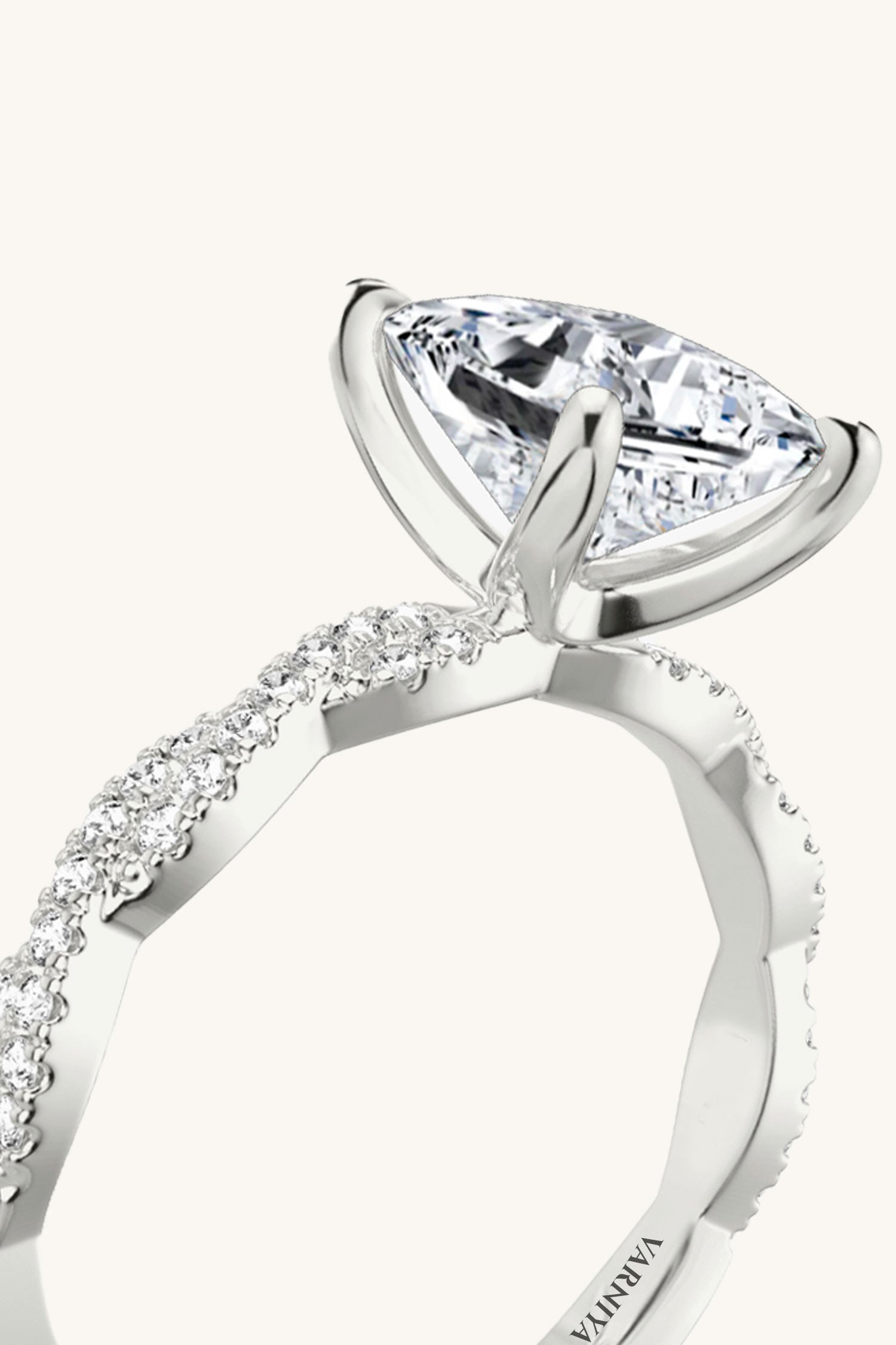 Helena Princess Solitaire Double Pavé Ring