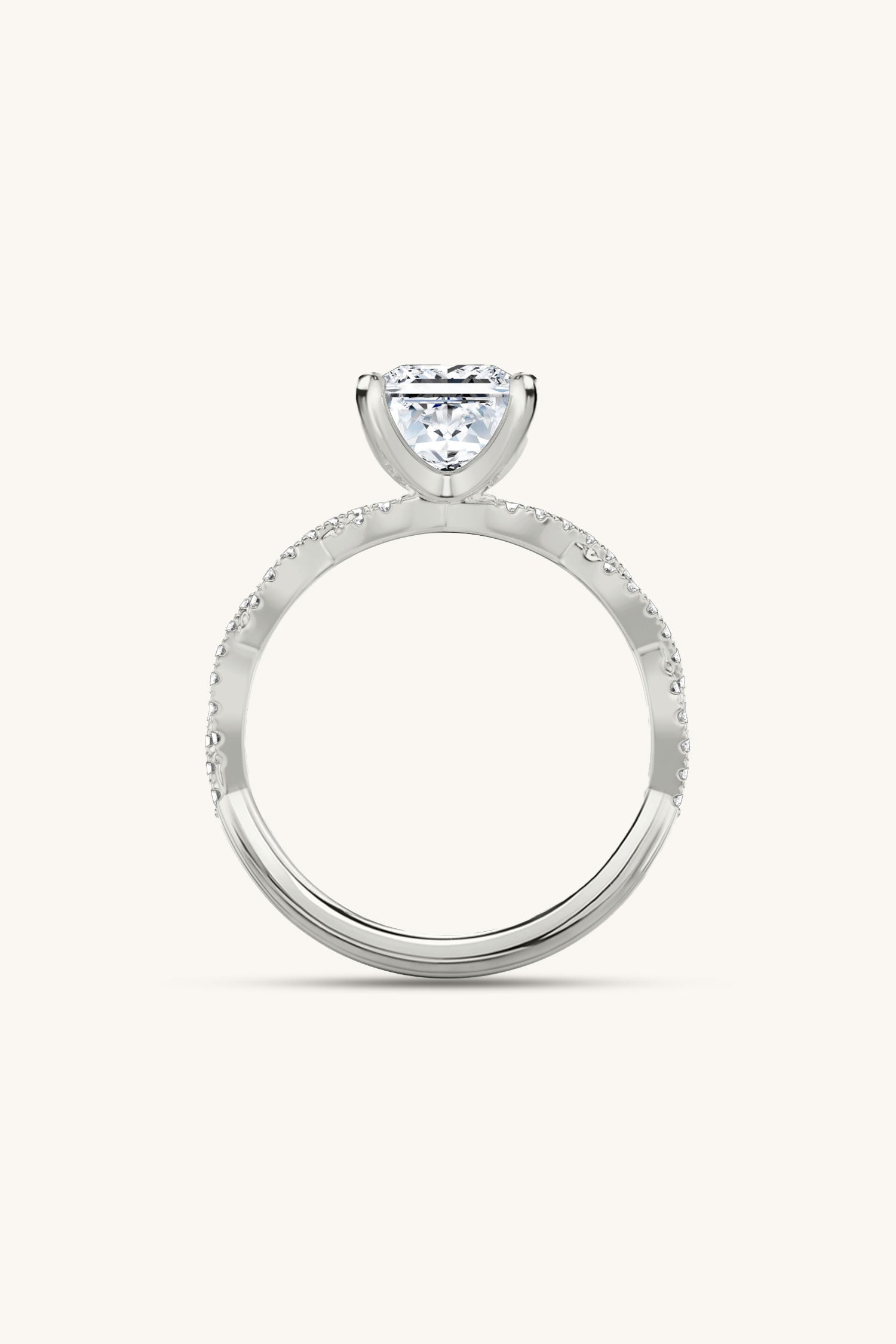 Helena Princess Solitaire Double Pavé Ring