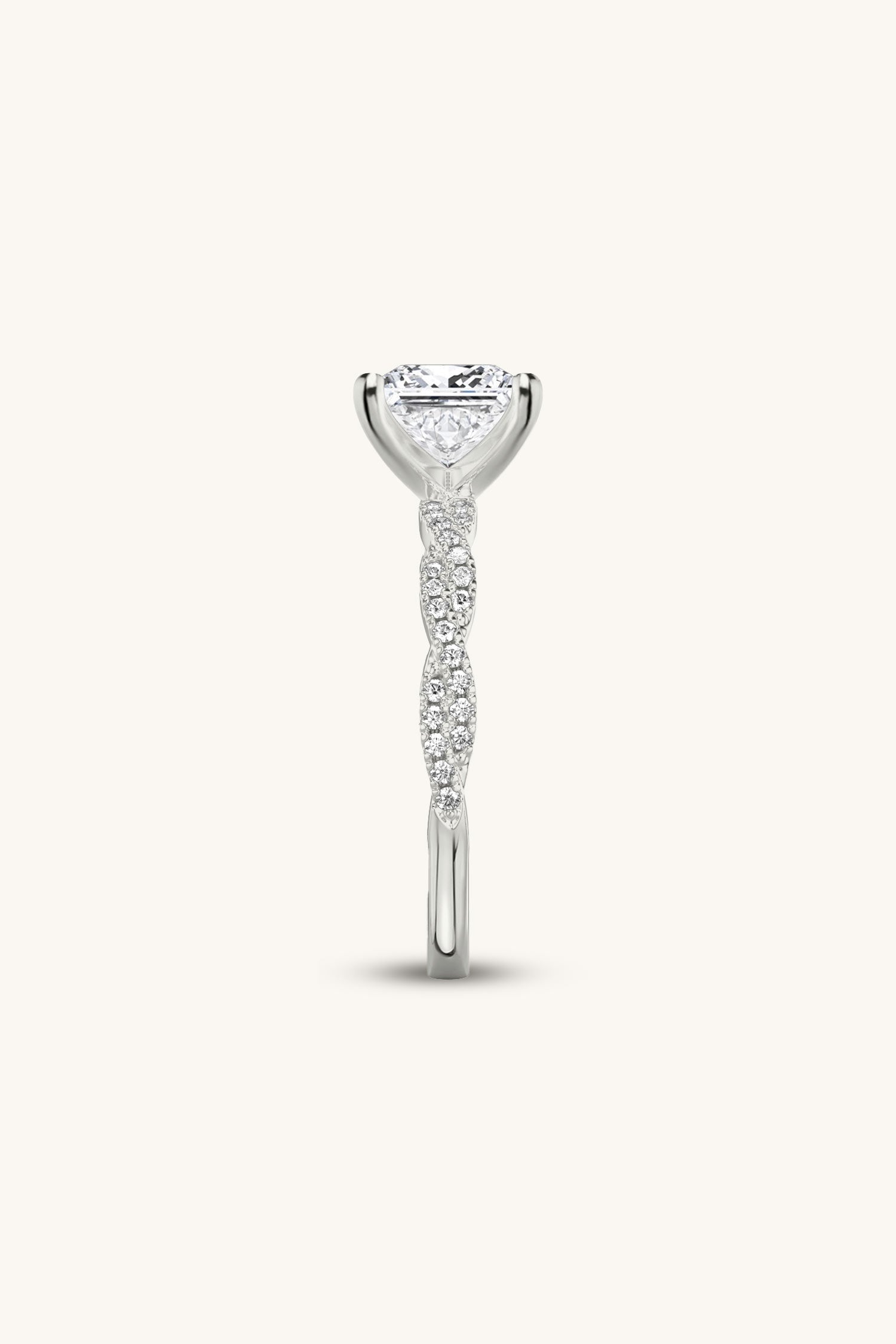 Helena Princess Solitaire Double Pavé Ring