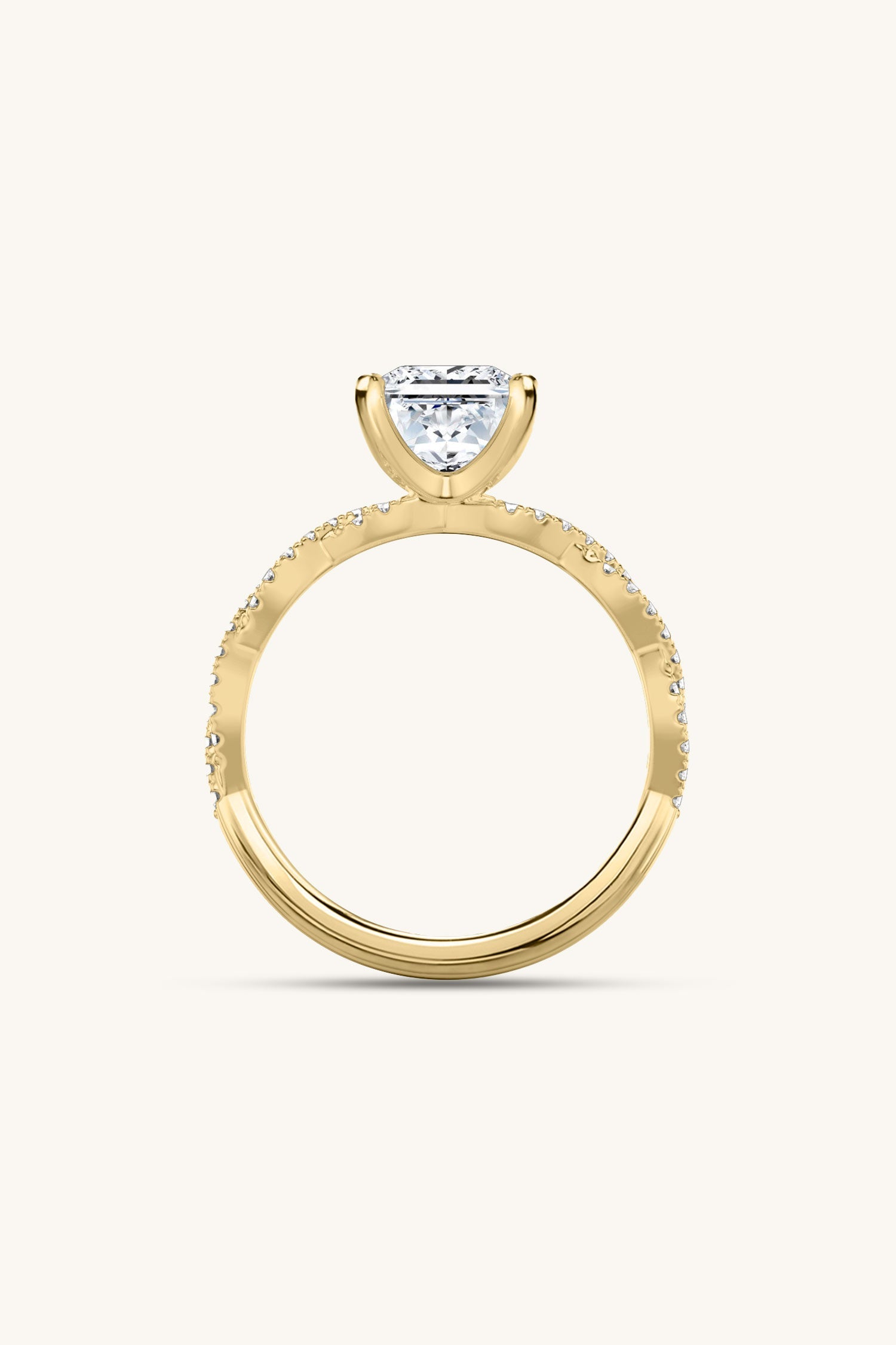 Helena Princess Solitaire Double Pavé Ring