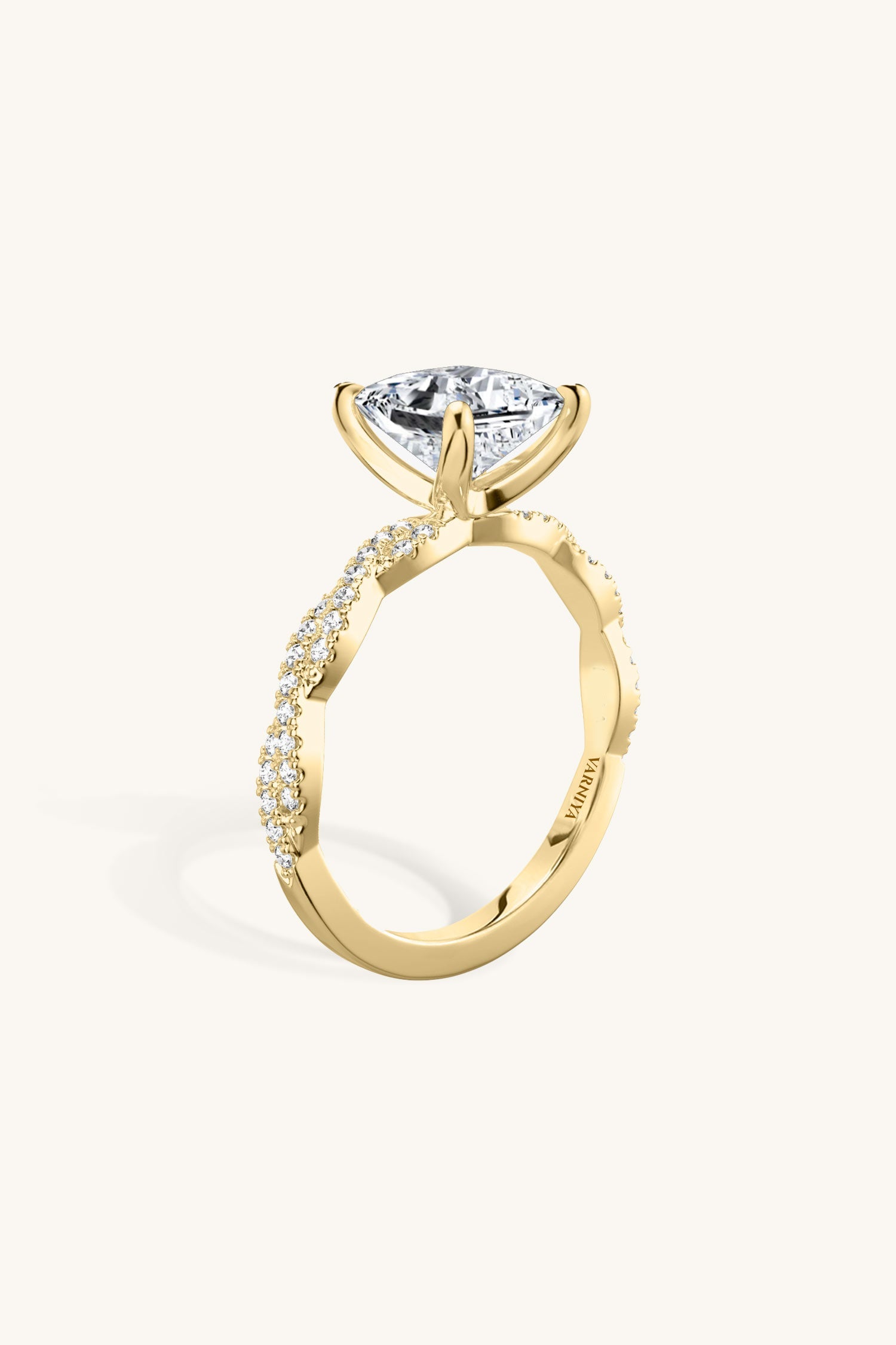 Helena Princess Solitaire Double Pavé Ring