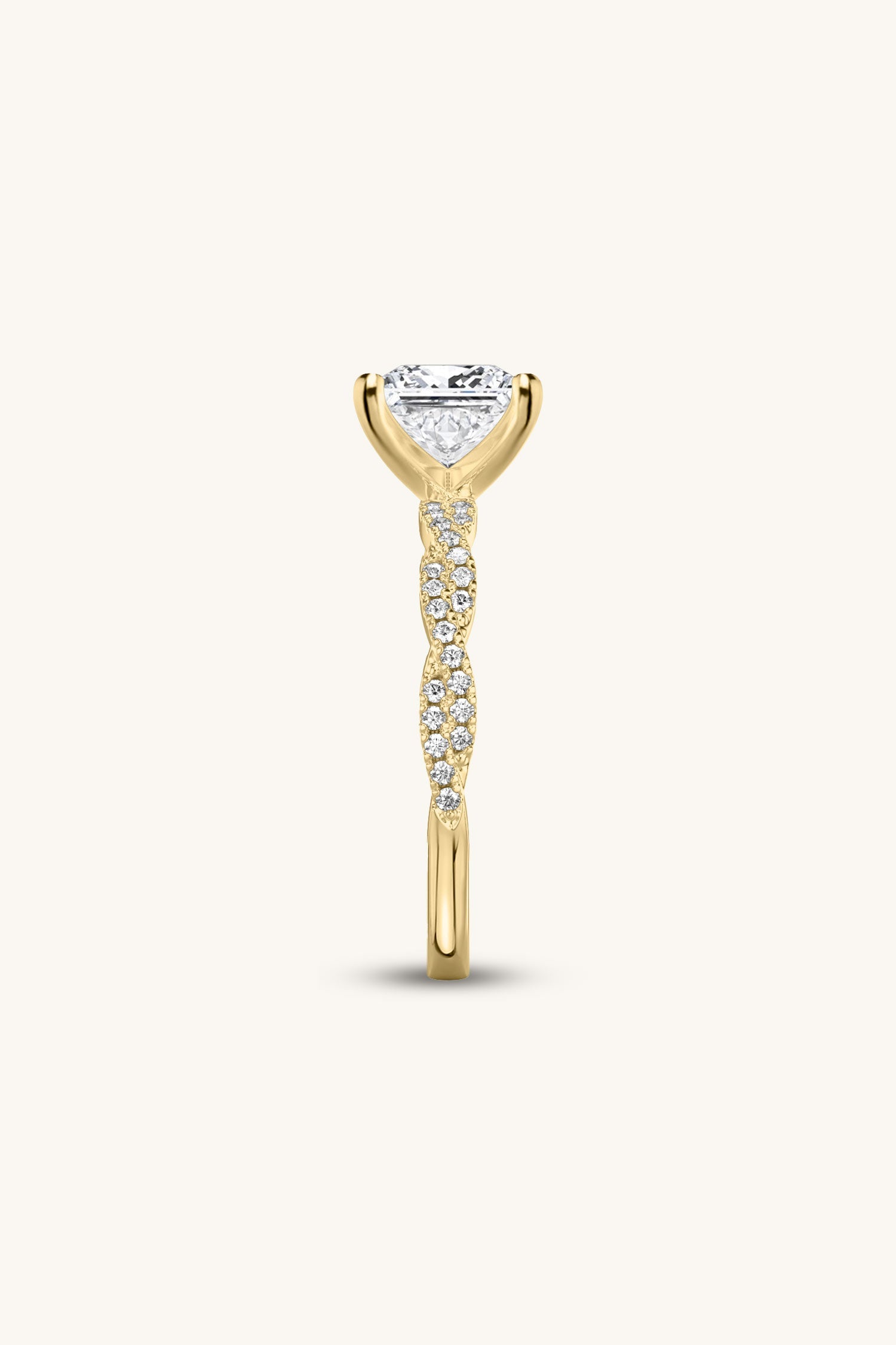 Helena Princess Solitaire Double Pavé Ring