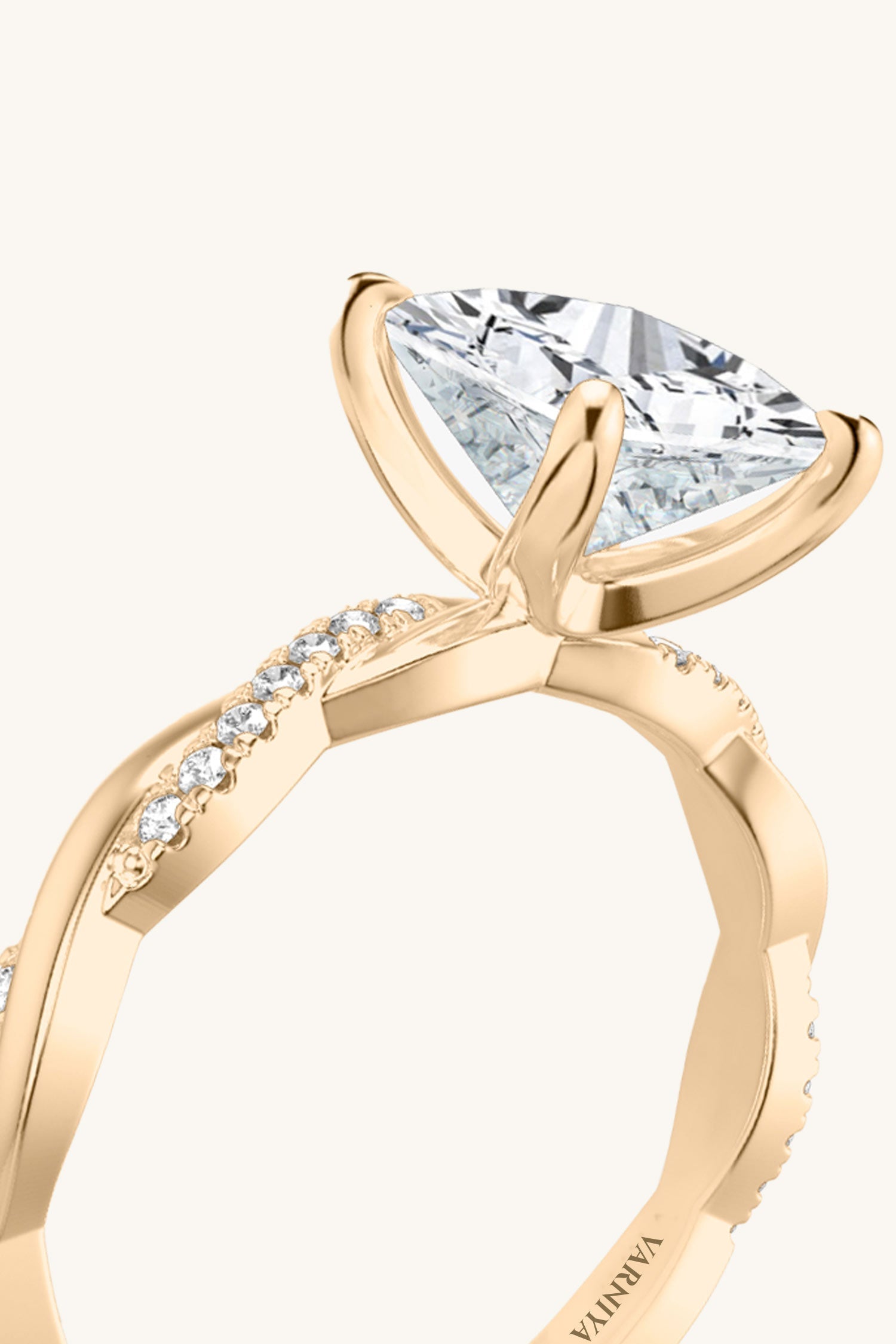 Helena Princess Solitaire Pavé Ring