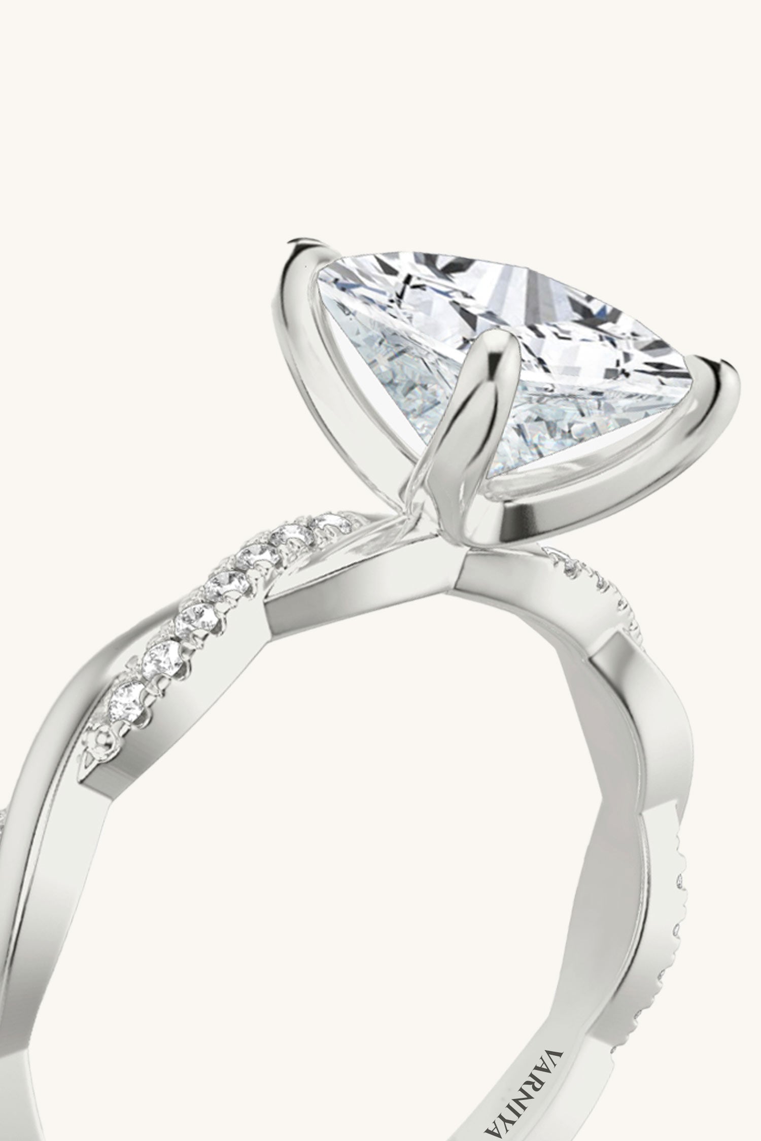 Helena Princess Solitaire Pavé Ring