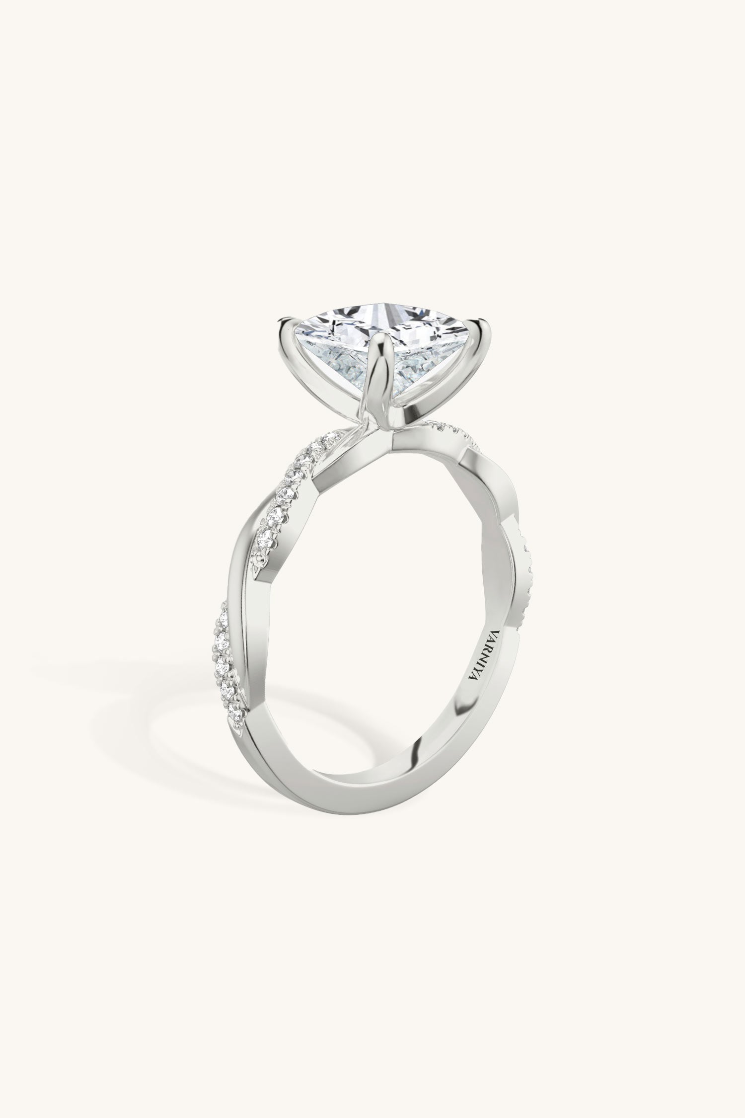 Helena Princess Solitaire Pavé Ring