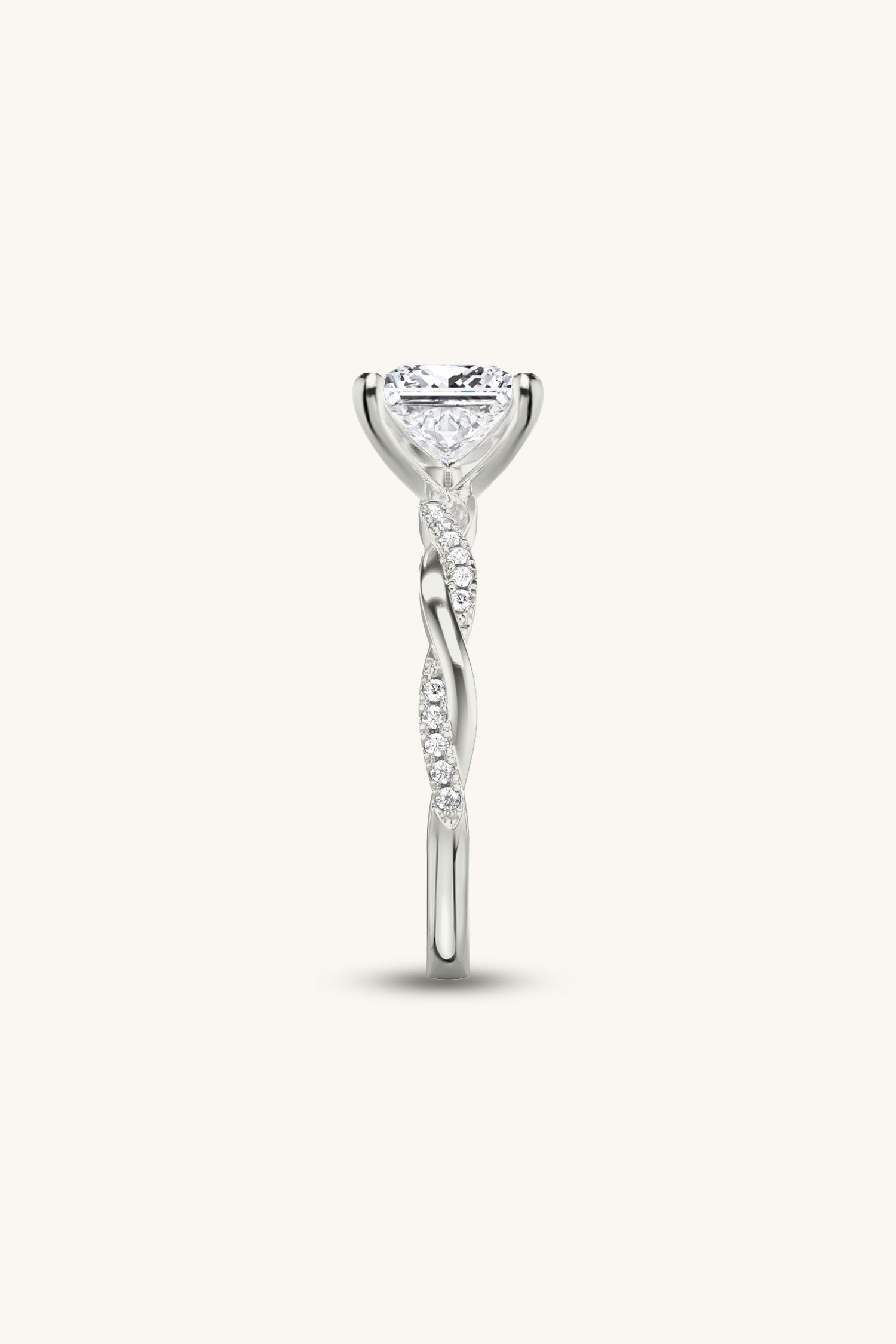 Helena Princess Solitaire Pavé Ring