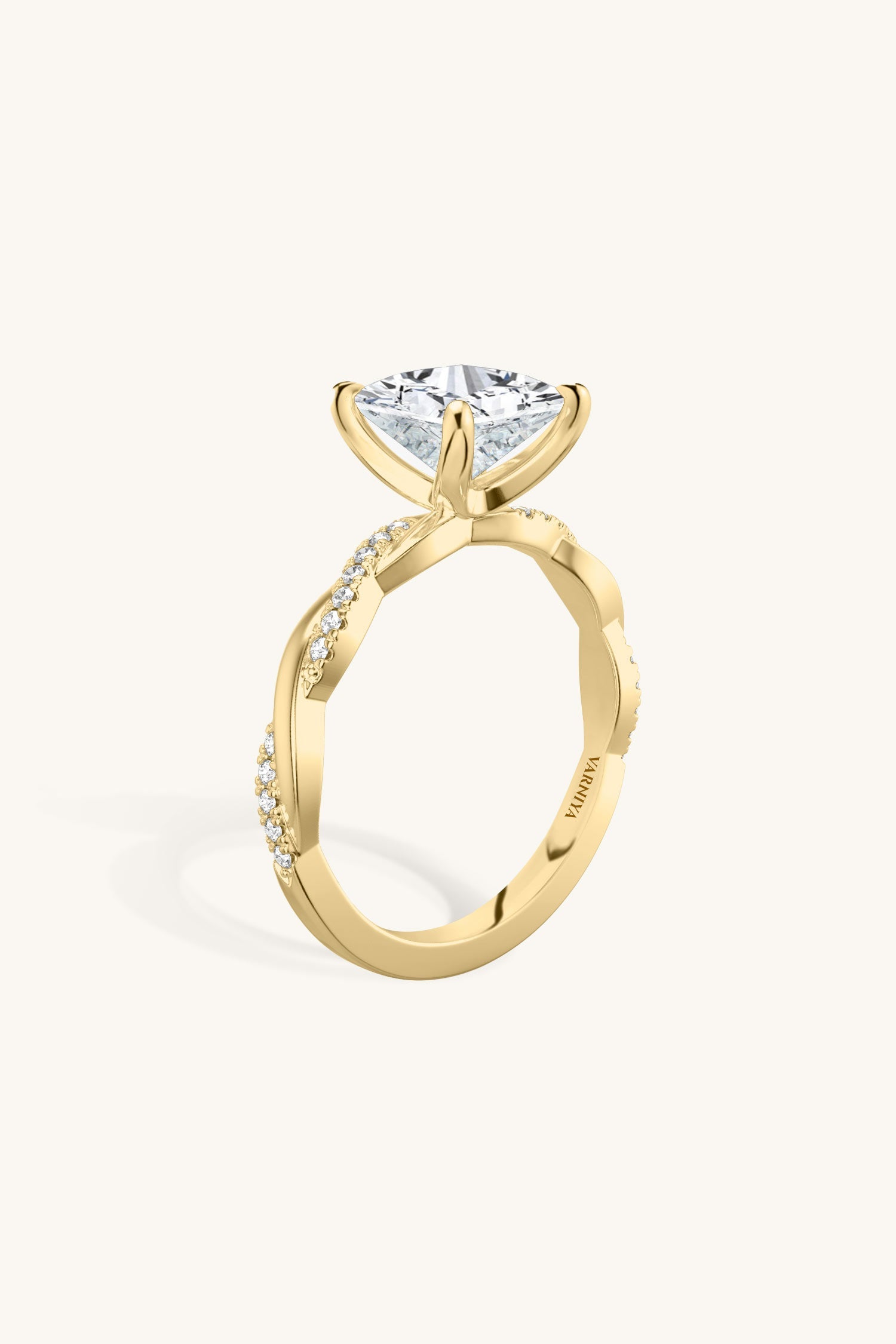 Helena Princess Solitaire Pavé Ring