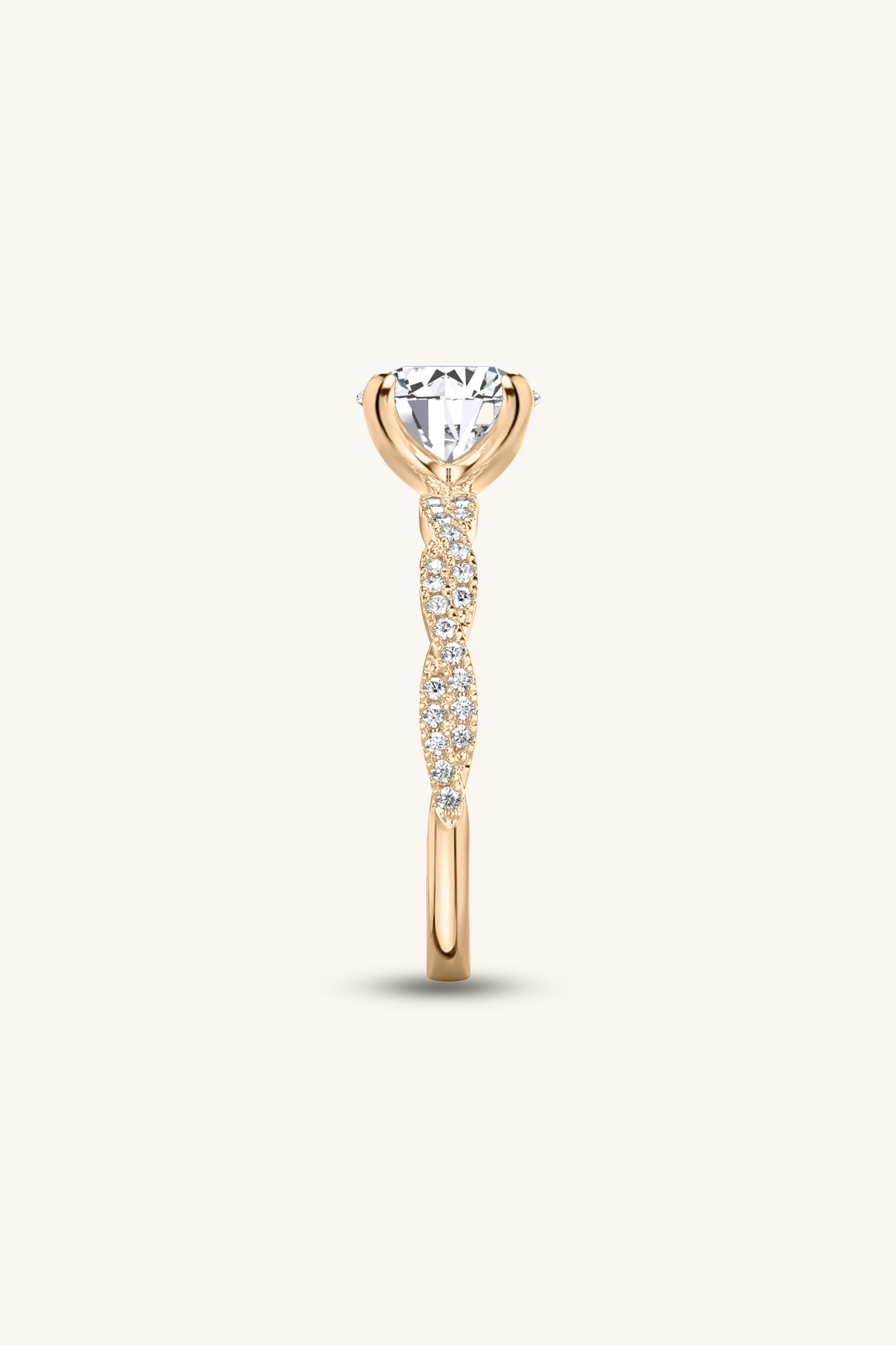 Helena Round Brilliant Solitaire Double Pavé Ring