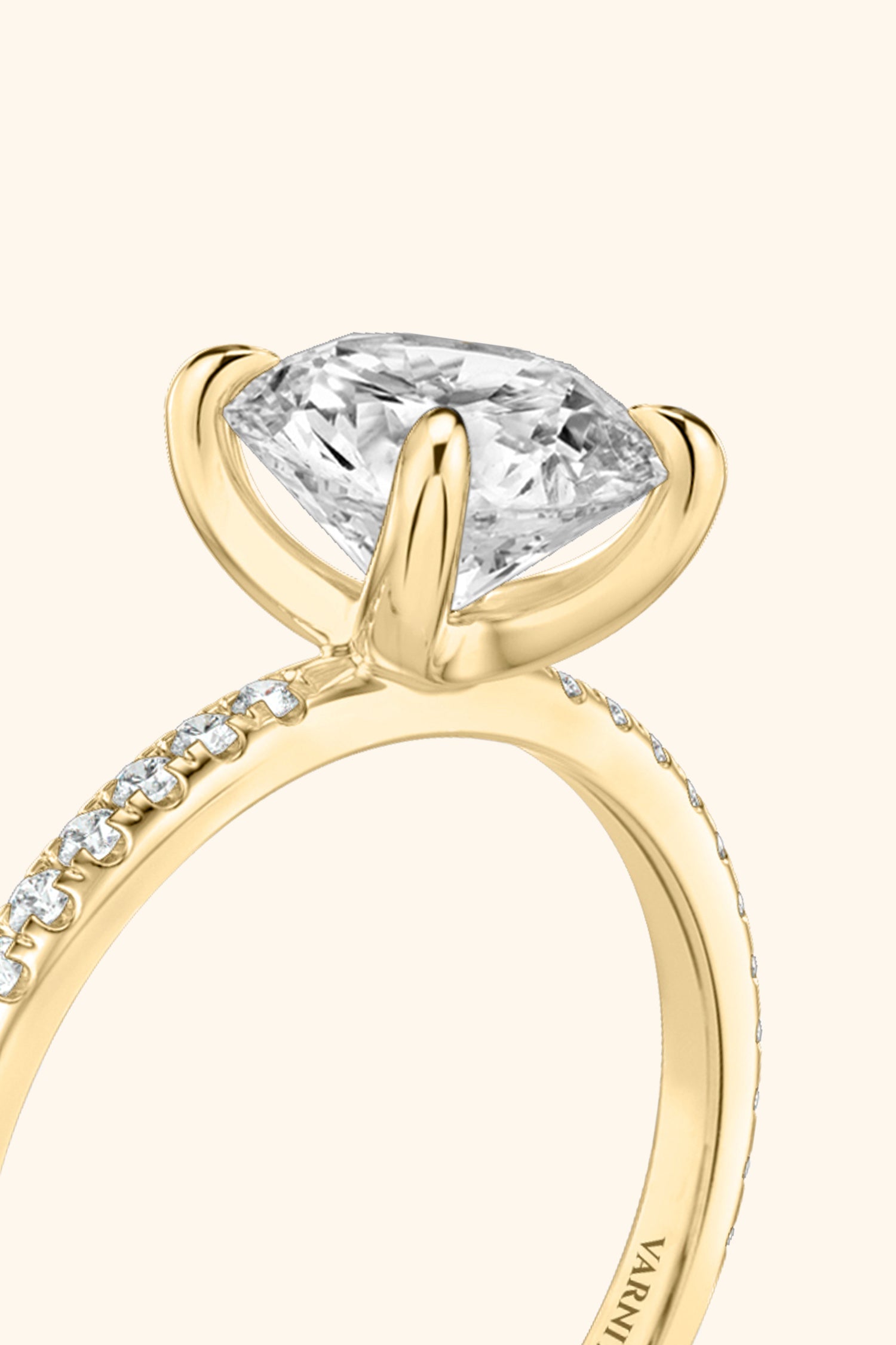 4 Prong Classic Grace Round Brilliant Solitaire Pavé Ring