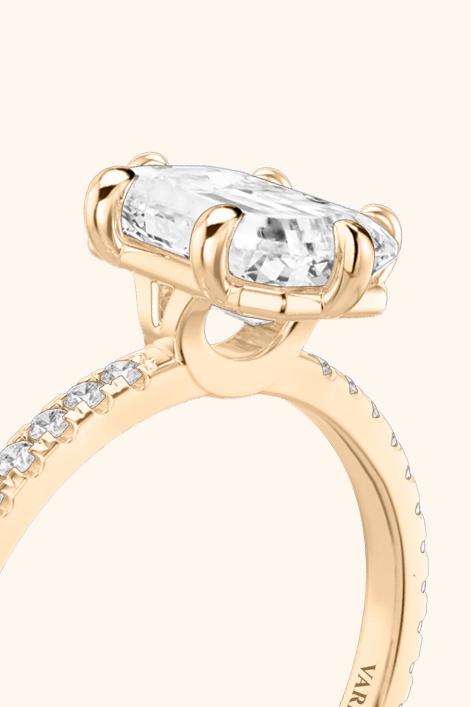 6 Prong Classic Grace with Emerald Solitaire Pavé Ring