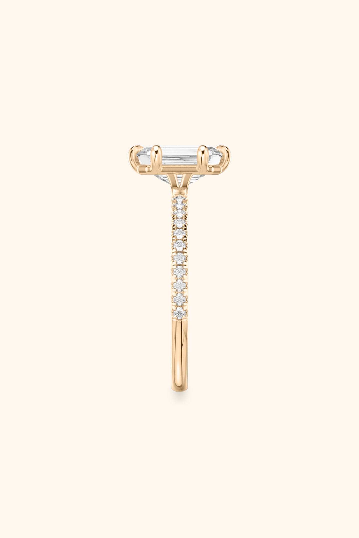 6 Prong Classic Grace with Emerald Solitaire Pavé Ring