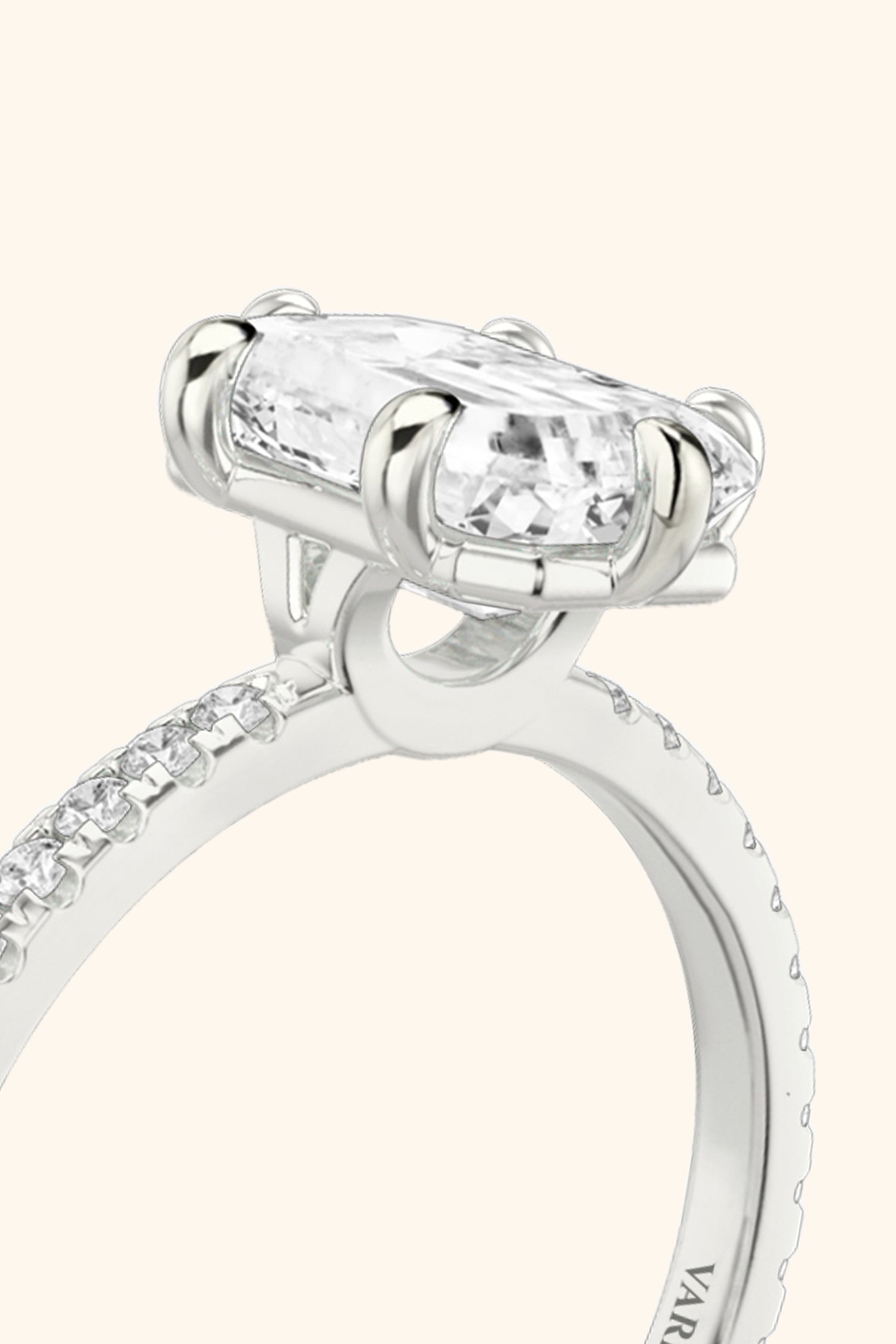 6 Prong Classic Grace with Emerald Solitaire Pavé Ring