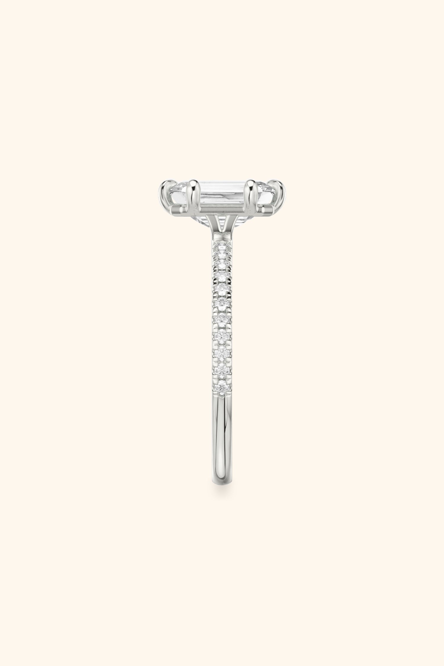 6 Prong Classic Grace with Emerald Solitaire Pavé Ring