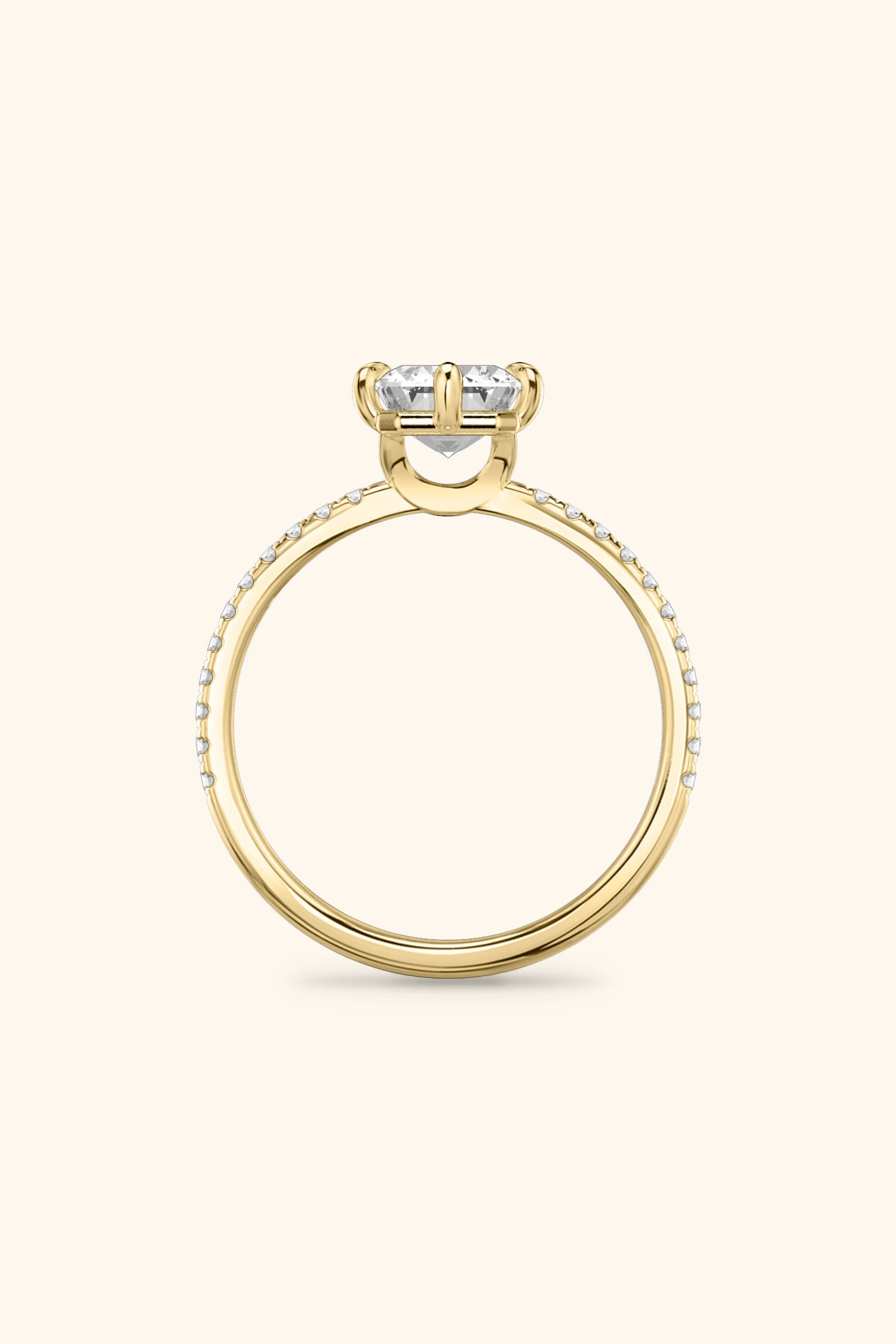 6 Prong Classic Grace with Emerald Solitaire Pavé Ring