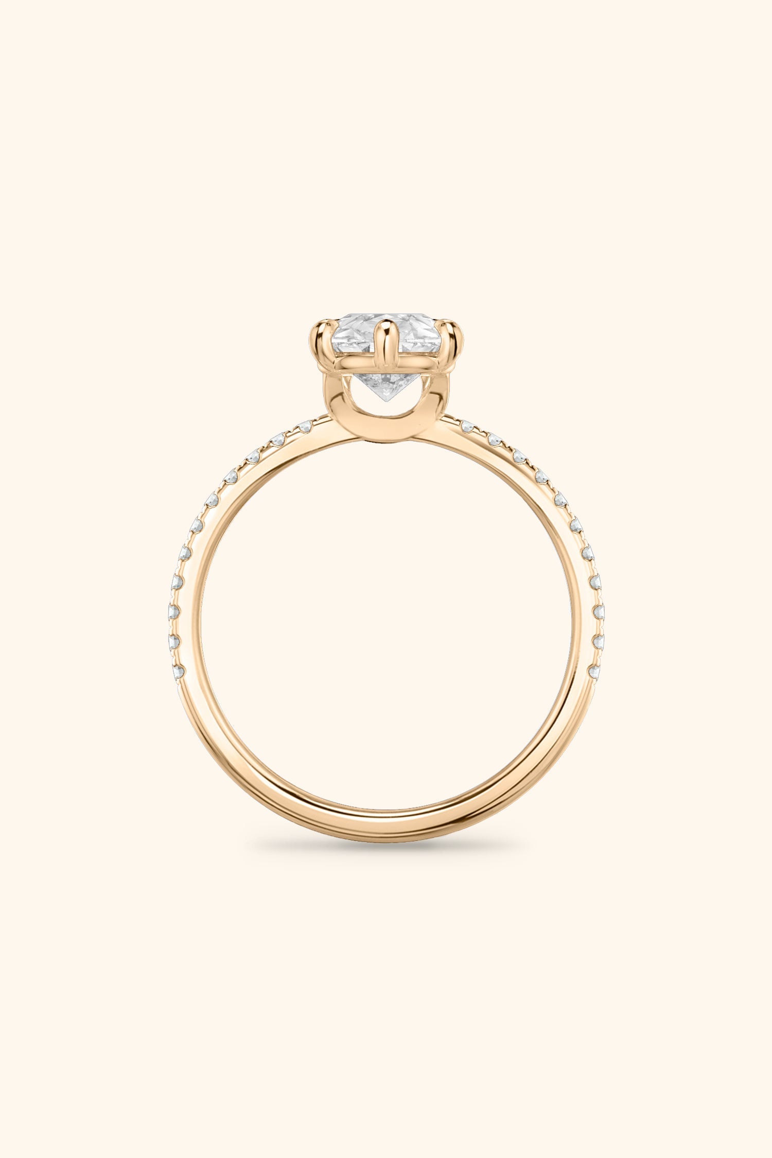 6 Prong Classic Pear Solitaire Pavé Ring