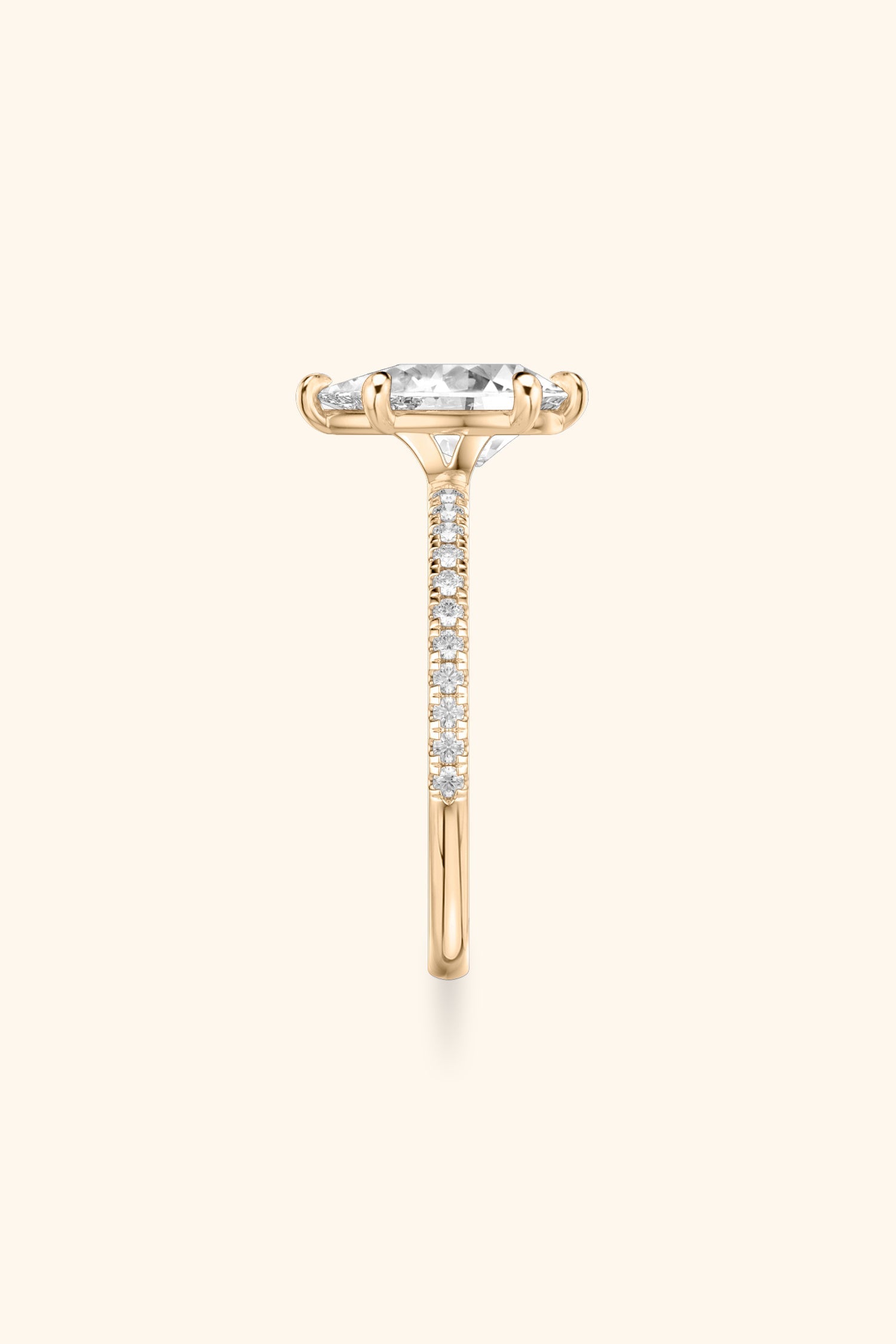6 Prong Classic Pear Solitaire Pavé Ring
