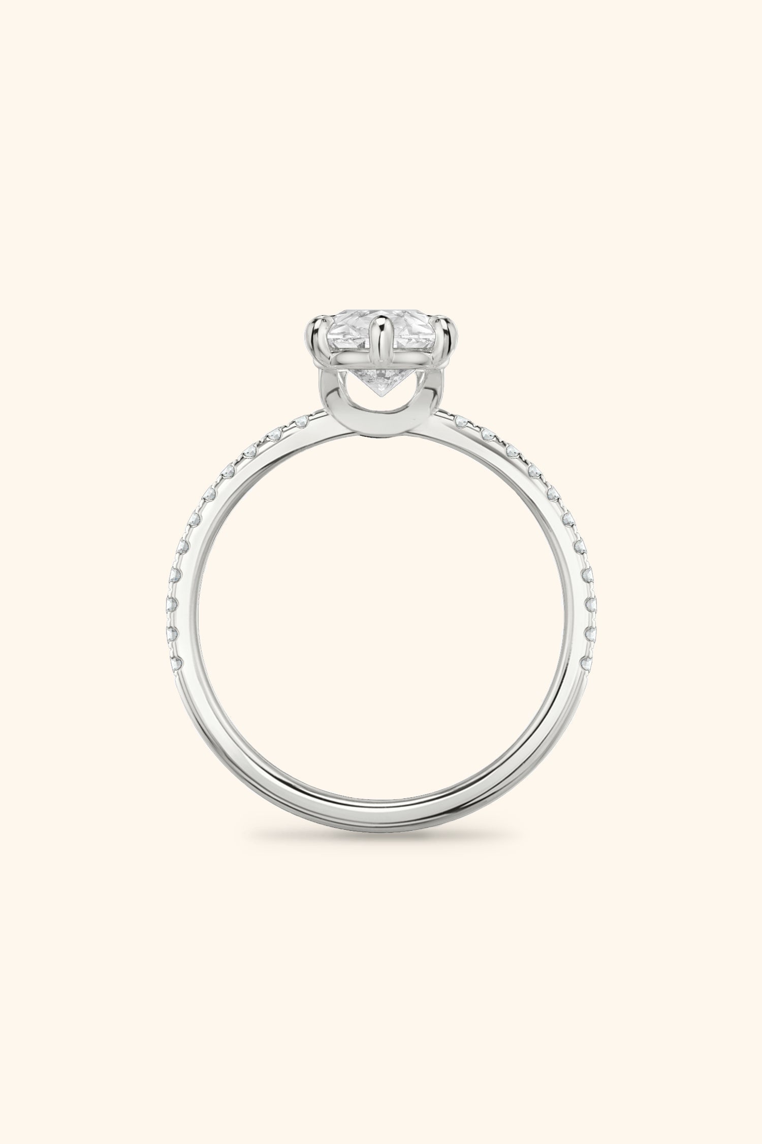6 Prong Classic Pear Solitaire Pavé