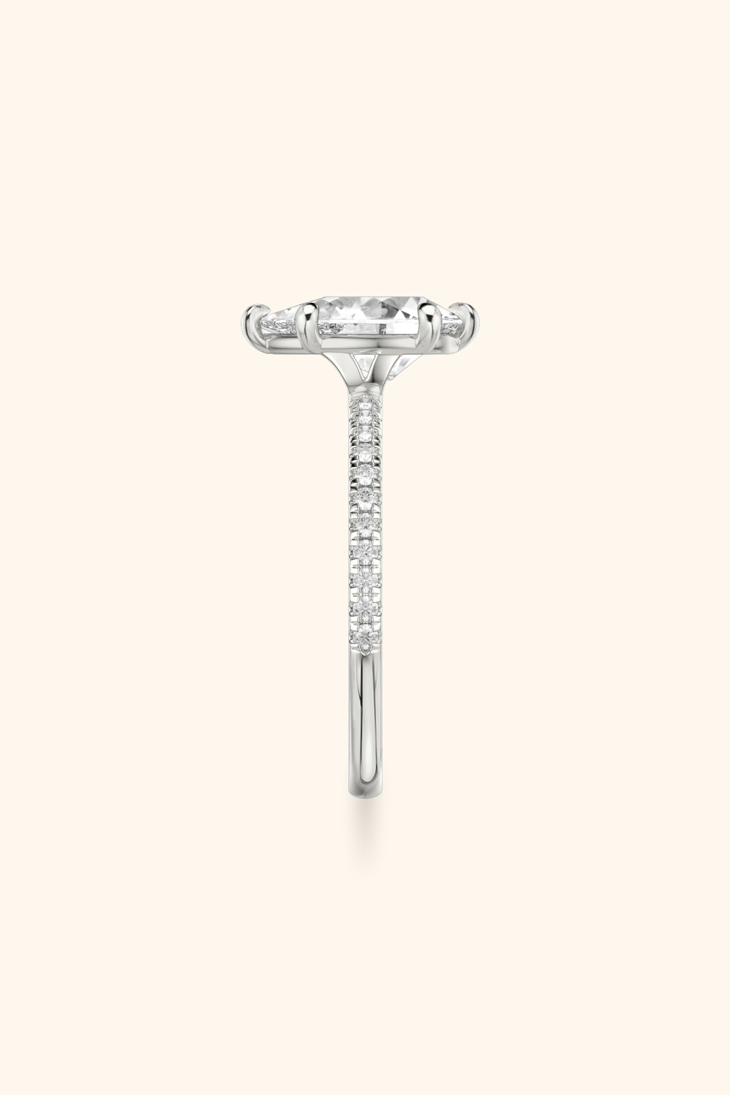 6 Prong Classic Pear Solitaire Pavé
