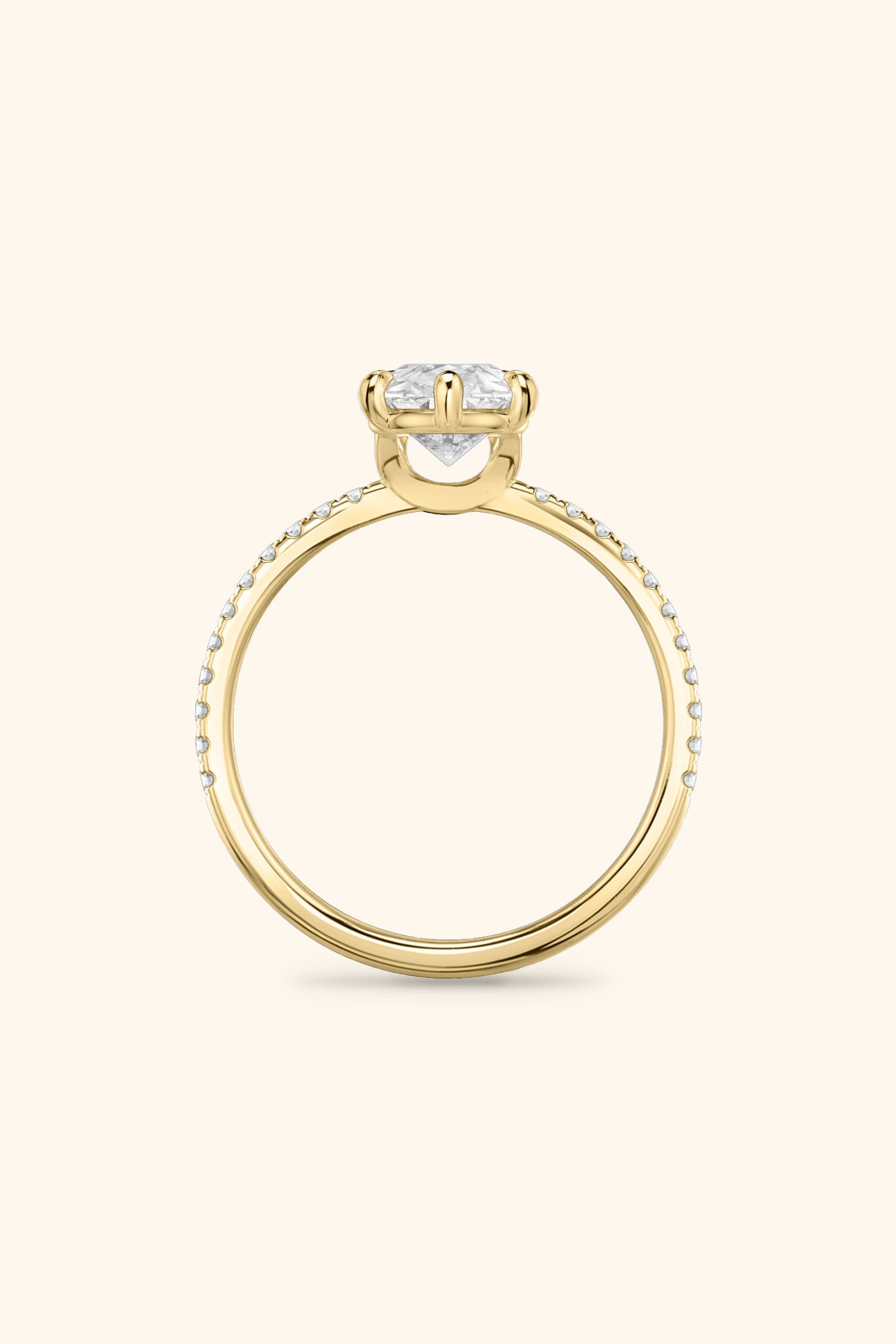 6 Prong Classic Pear Solitaire Pavé