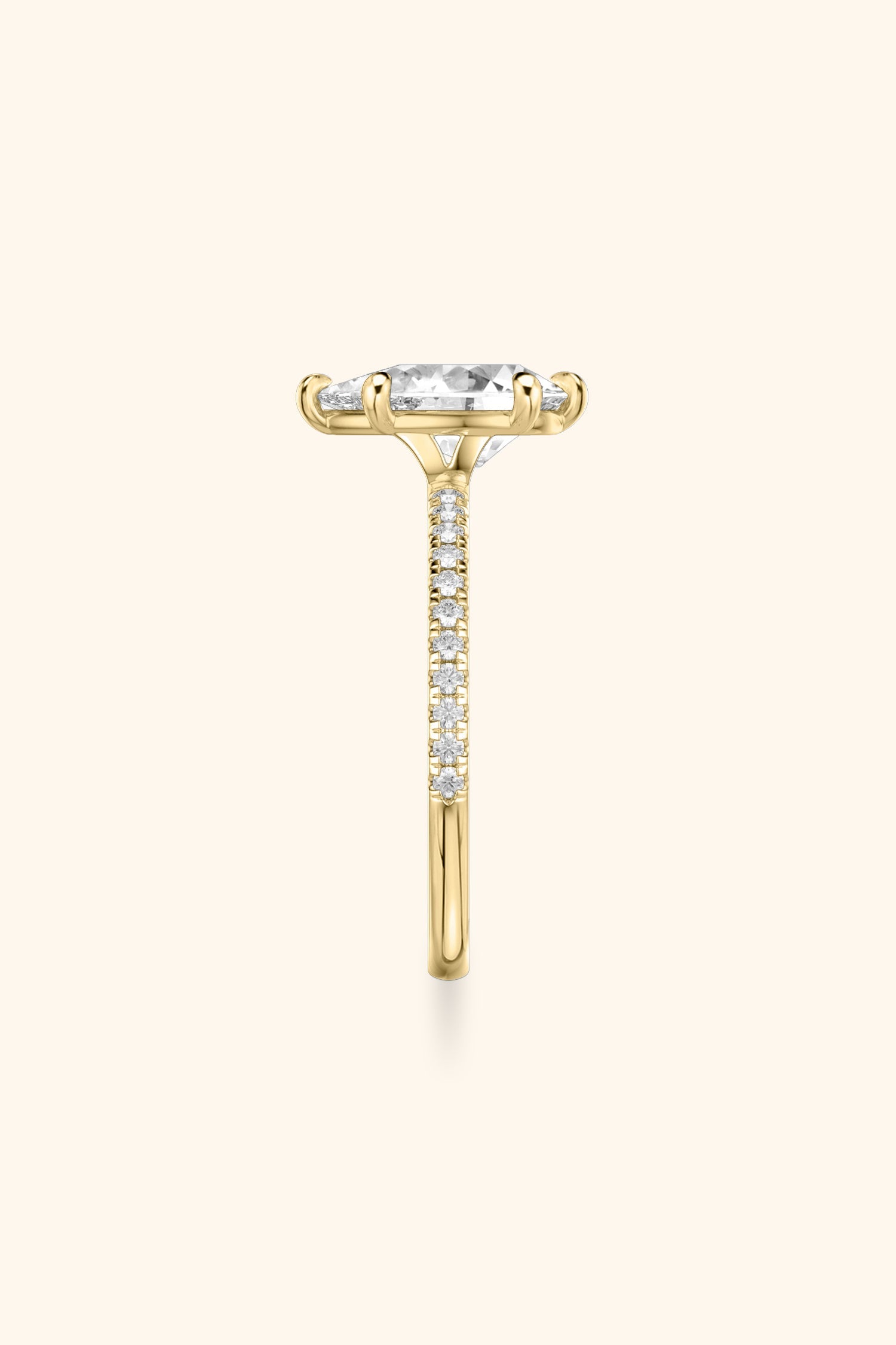 6 Prong Classic Pear Solitaire Pavé