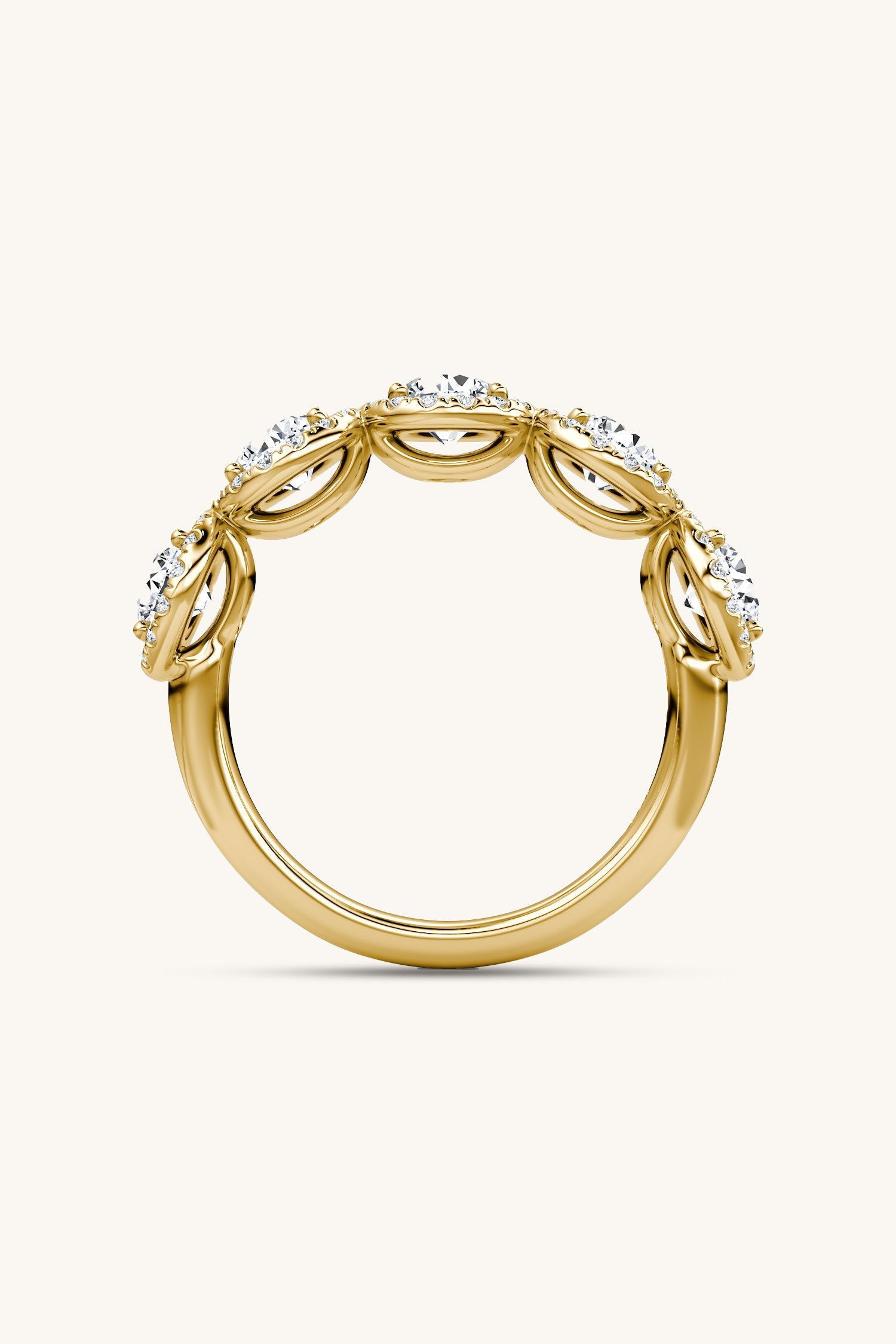 Beatriz Halo Round Brilliant Pave Band