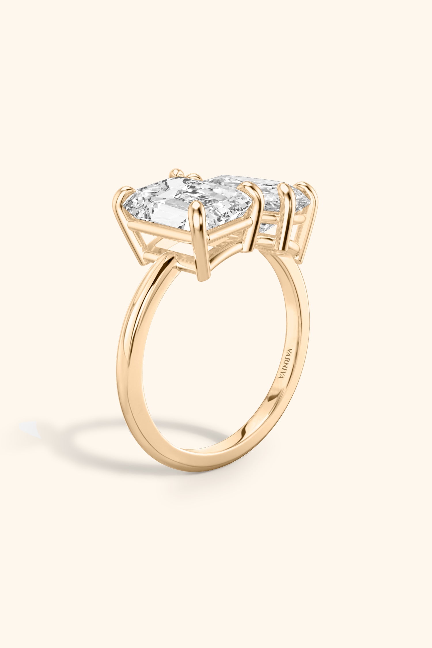 Luminosa Emerald and Pear Solitaire Ring