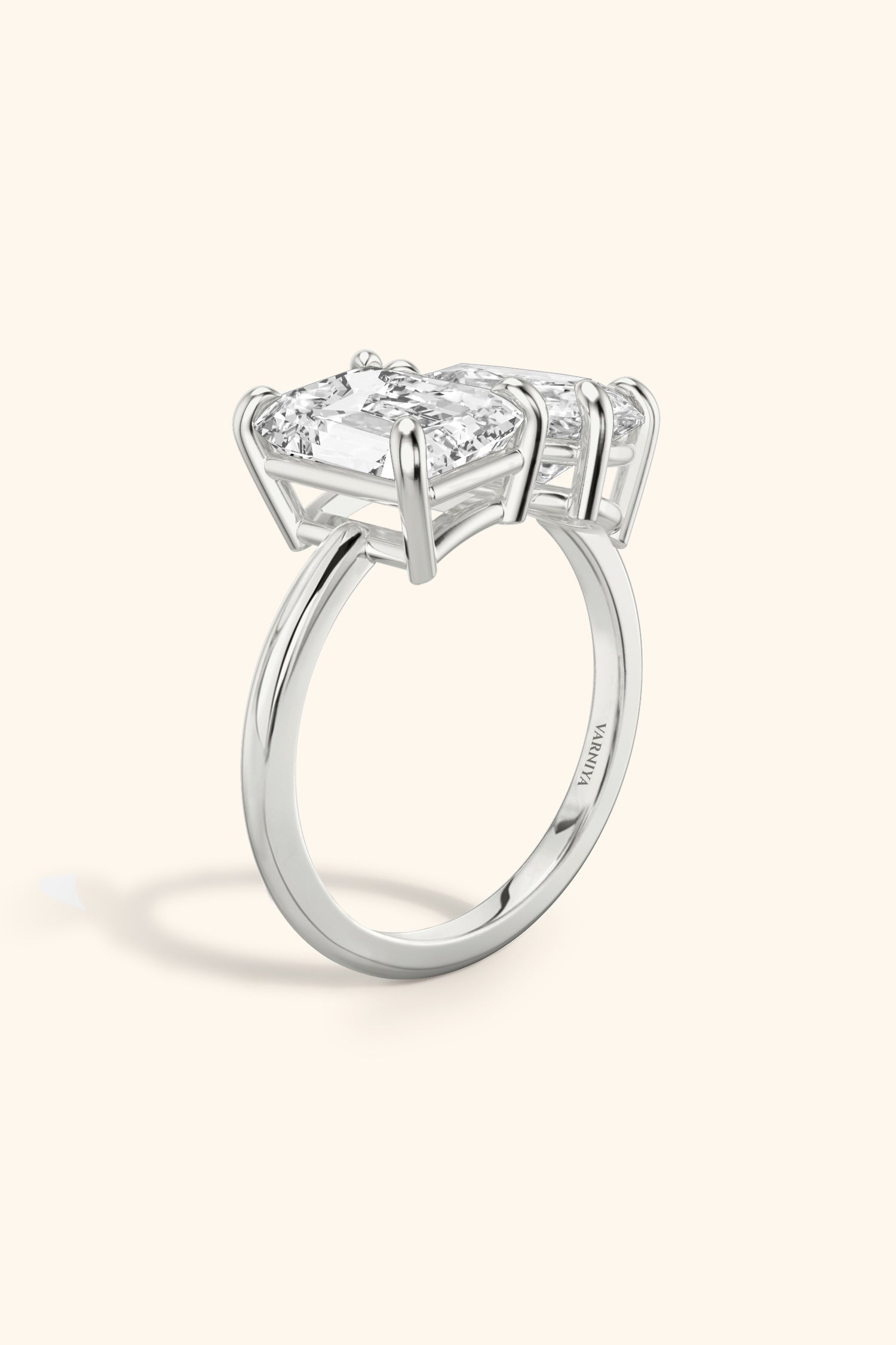 Luminosa Emerald and Pear Solitaire Ring
