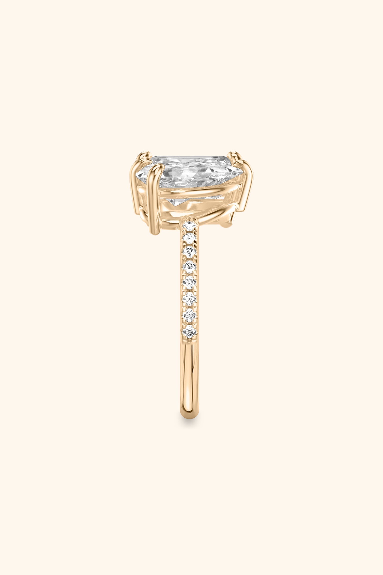 Luminosa Emerald and Pear Solitaire Pavé Ring