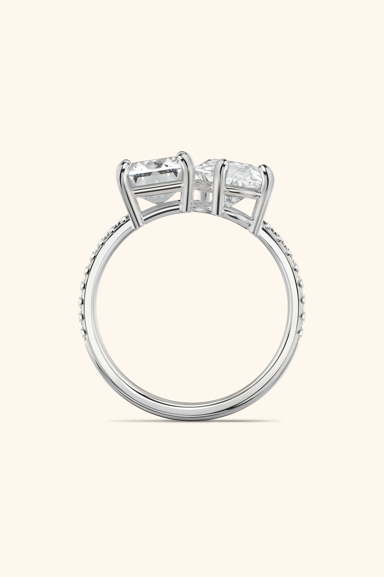 Luminosa Emerald and Pear Solitaire Pavé Ring
