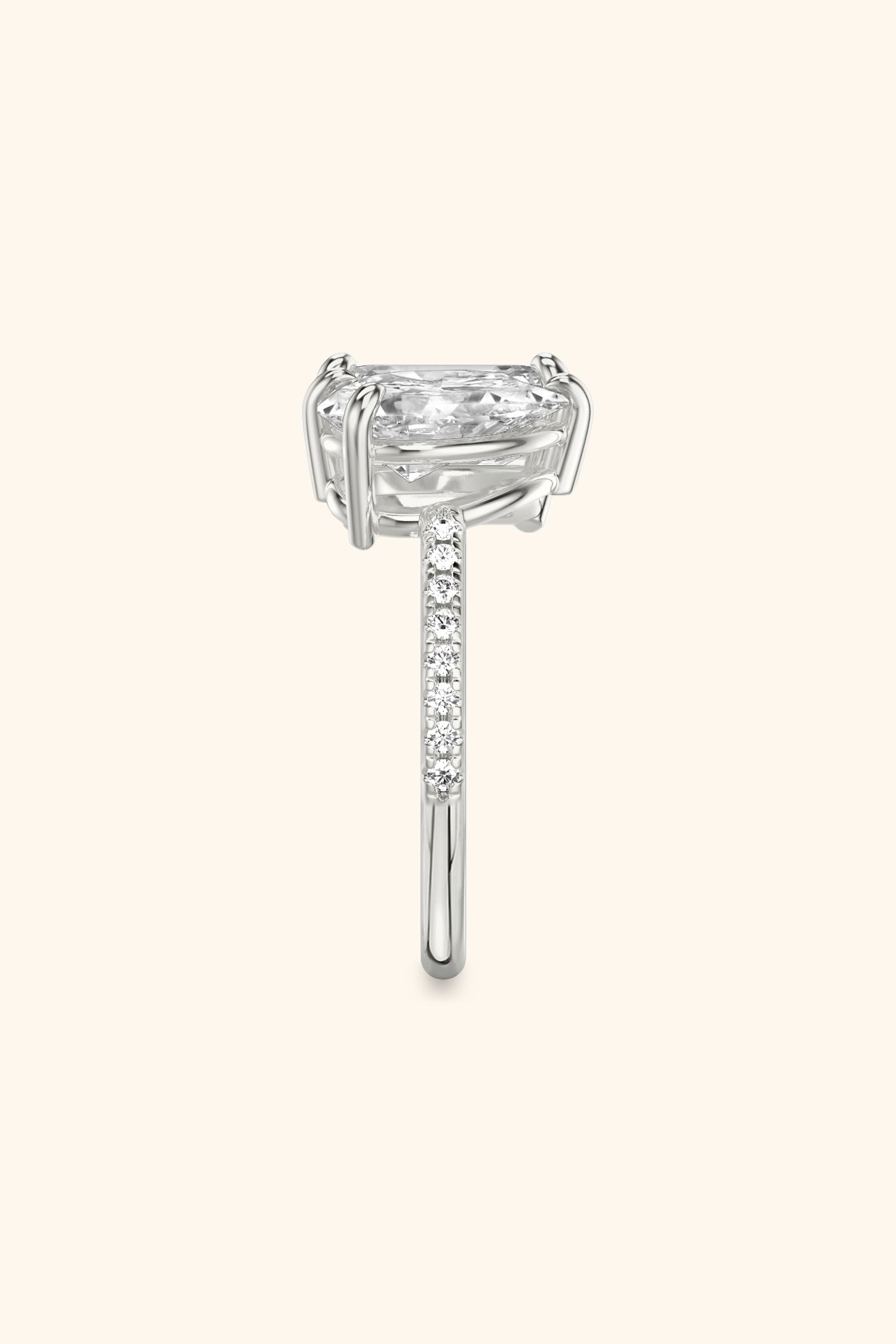 Luminosa Emerald and Pear Solitaire Pavé Ring