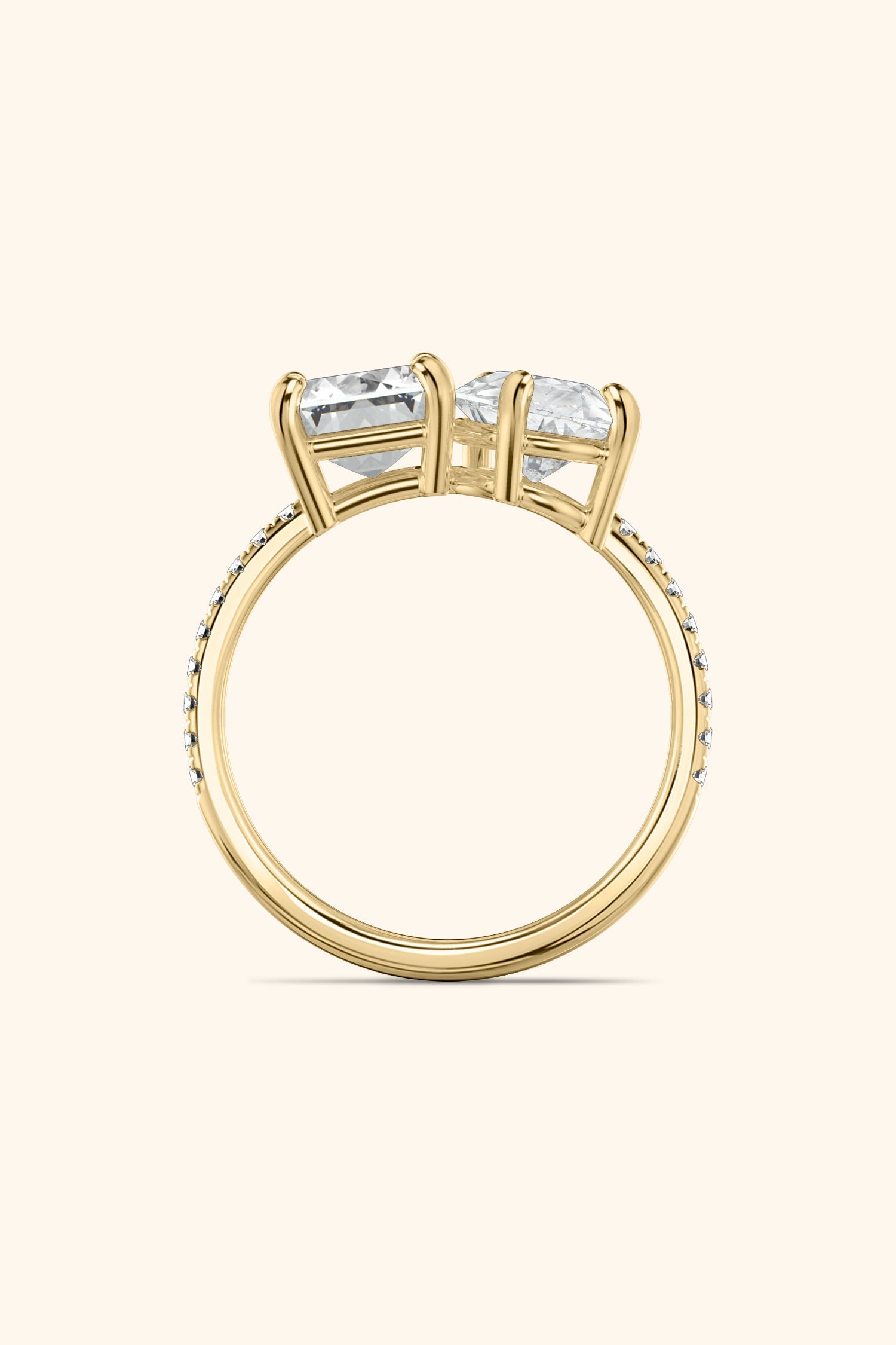 Luminosa Emerald and Pear Solitaire Pavé Ring