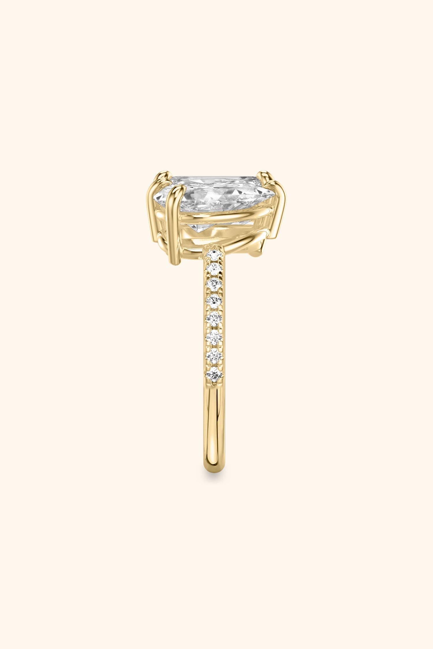 Luminosa Emerald and Pear Solitaire Pavé Ring