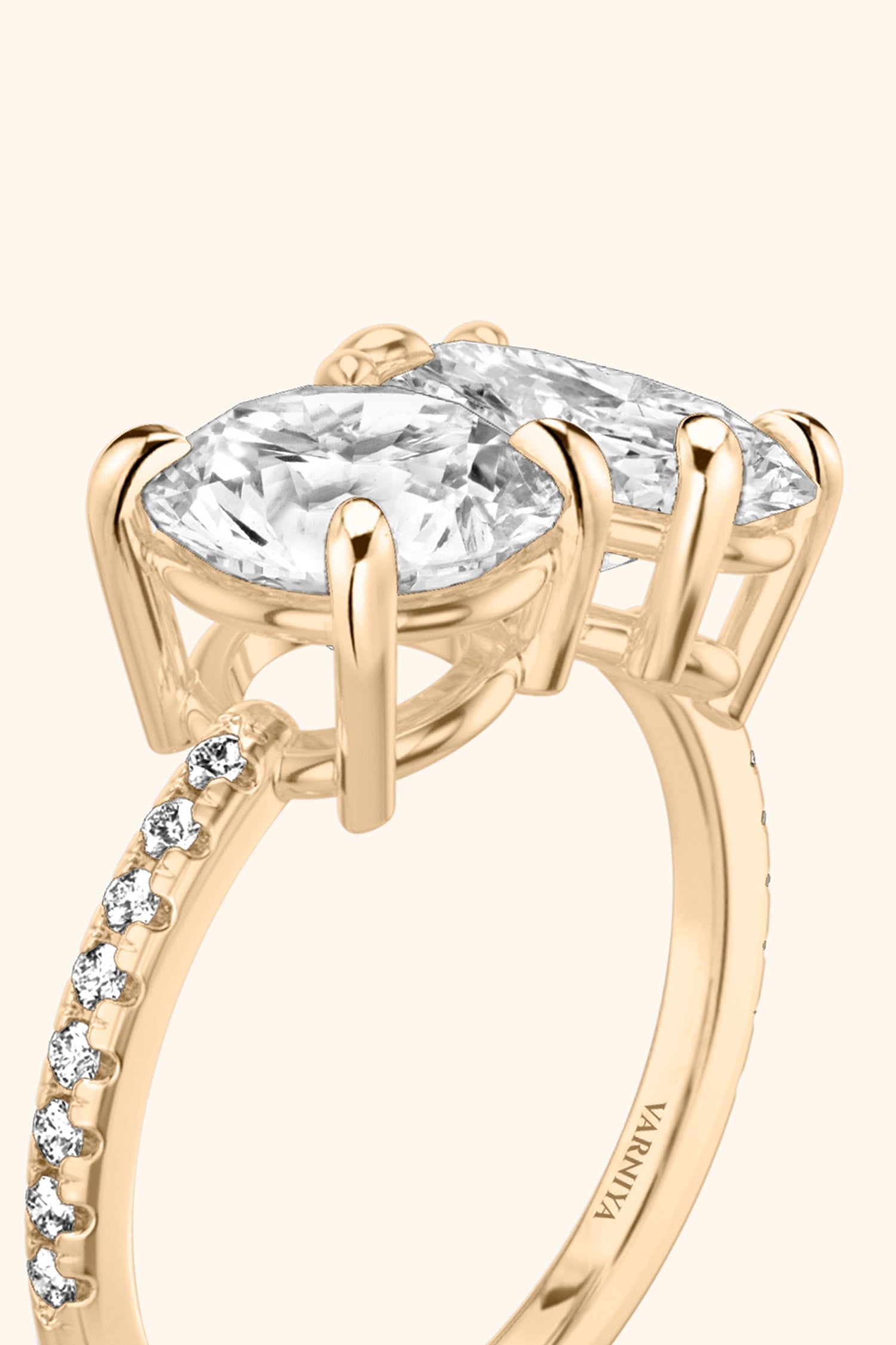 Luminosa Round Brilliant and Oval Solitaire Pavé Ring