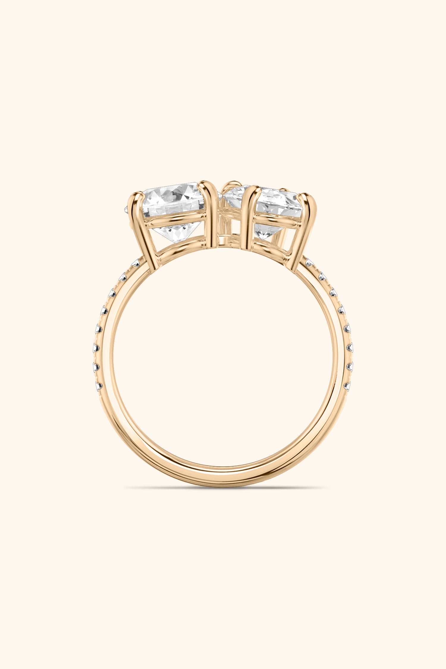 Luminosa Round Brilliant and Oval Solitaire Pavé Ring