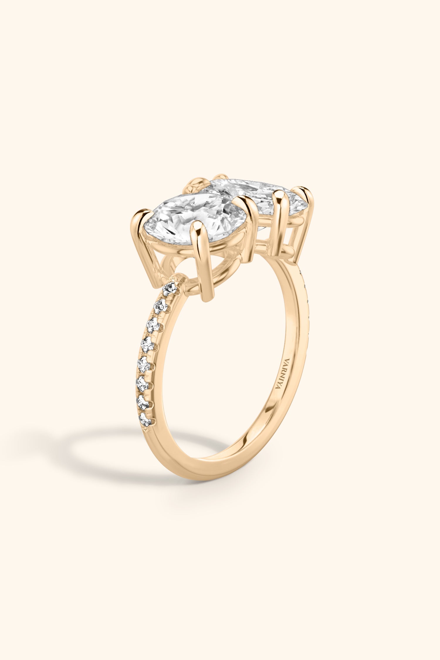 Luminosa Round Brilliant and Oval Solitaire Pavé Ring