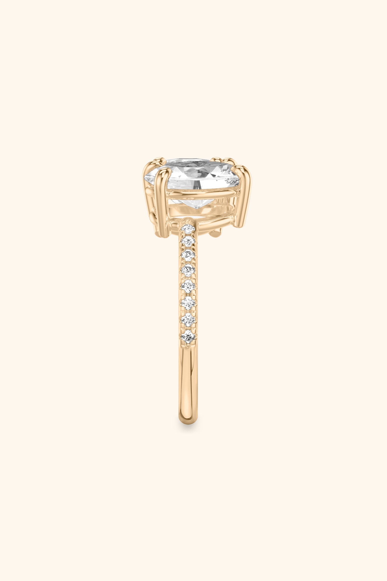 Luminosa Round Brilliant and Oval Solitaire Pavé Ring