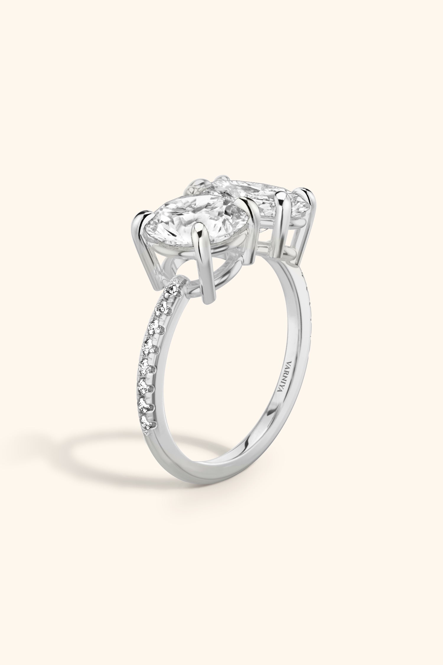 Luminosa Round Brilliant and Oval Solitaire Pavé Ring