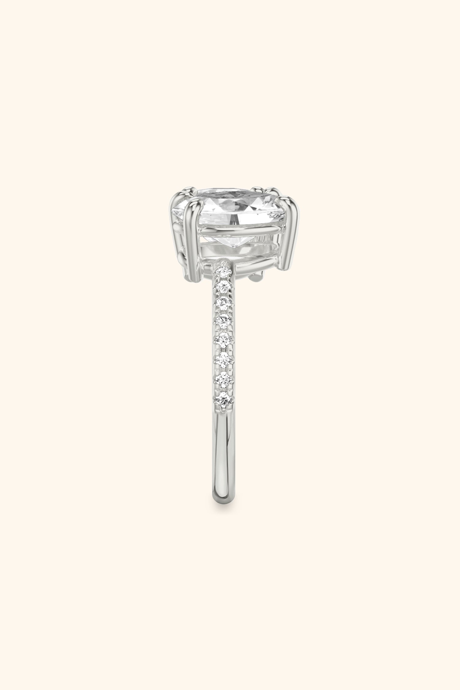 Luminosa Round Brilliant and Oval Solitaire Pavé Ring