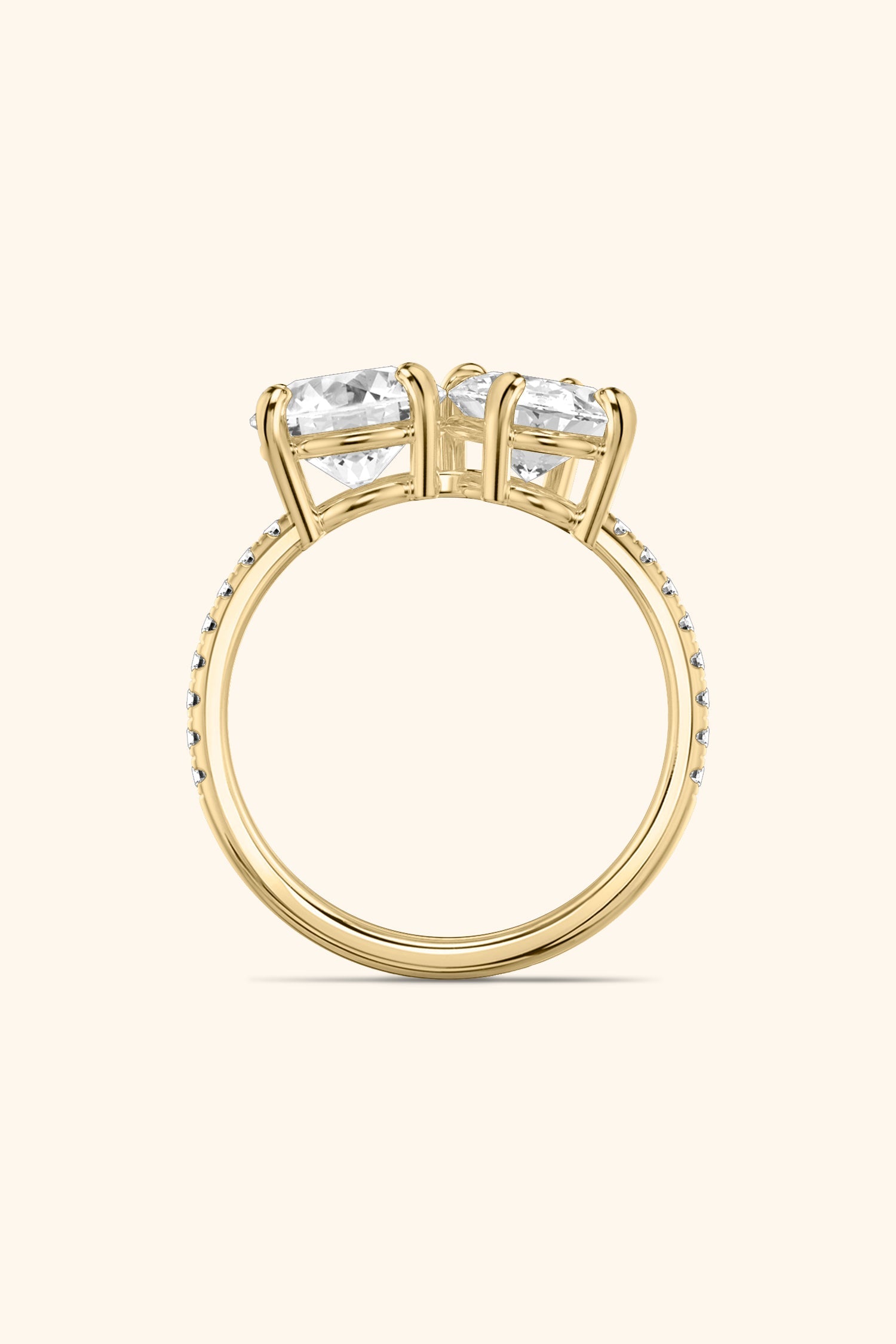 Luminosa Round Brilliant and Oval Solitaire Pavé Ring